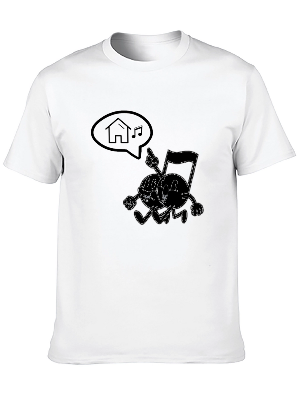 Retro Music Notes Graphic Tee - Black Cotton Shirt