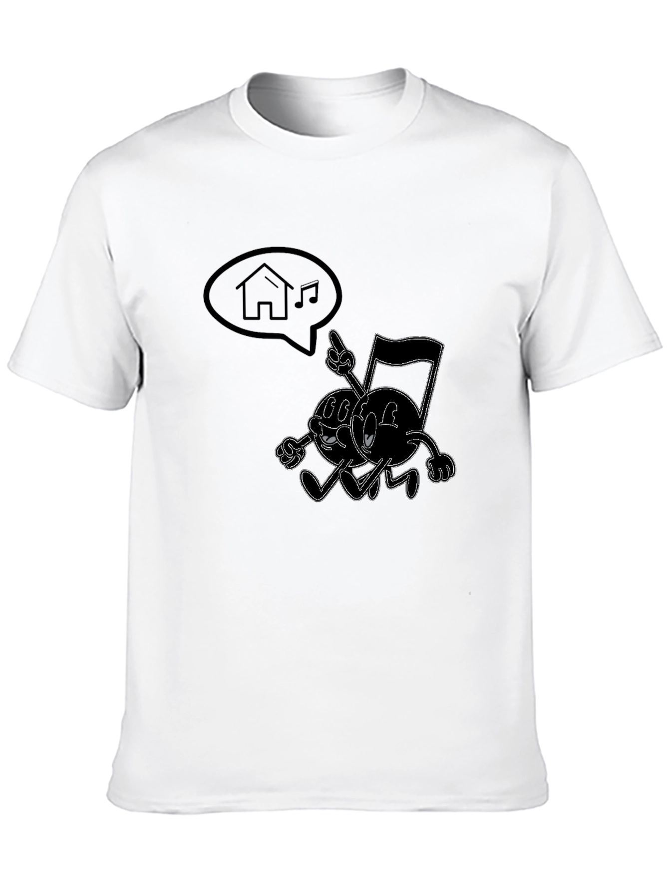 Retro Music Notes Graphic Tee - Black Cotton Shirt