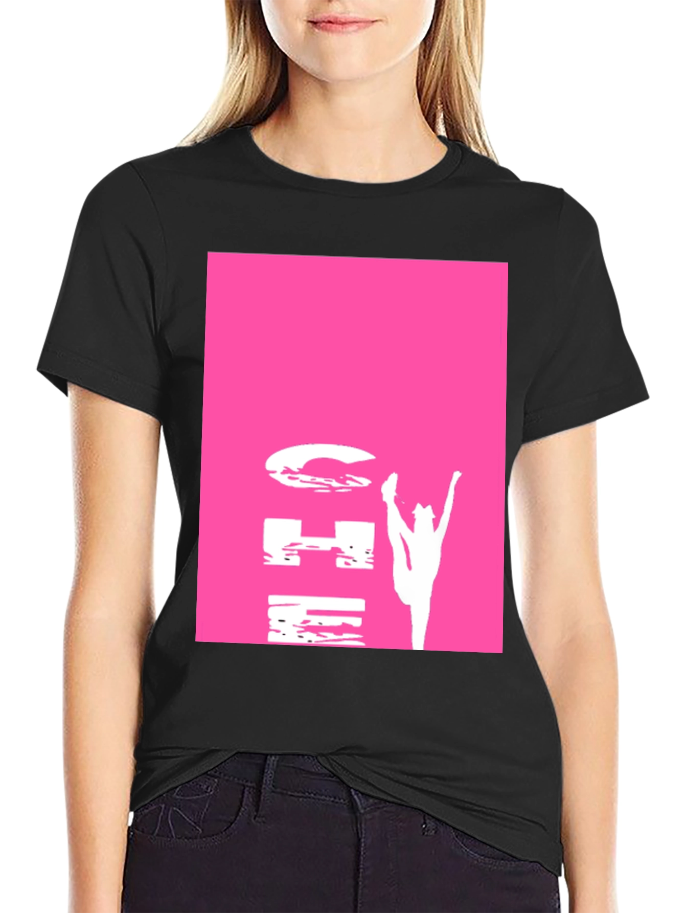 Gymnastics Pink Graphic Black T-Shirt