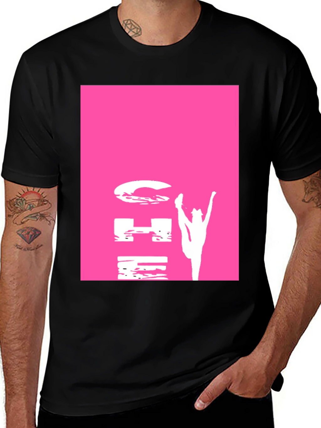 Gymnastics Pink Graphic Black T-Shirt