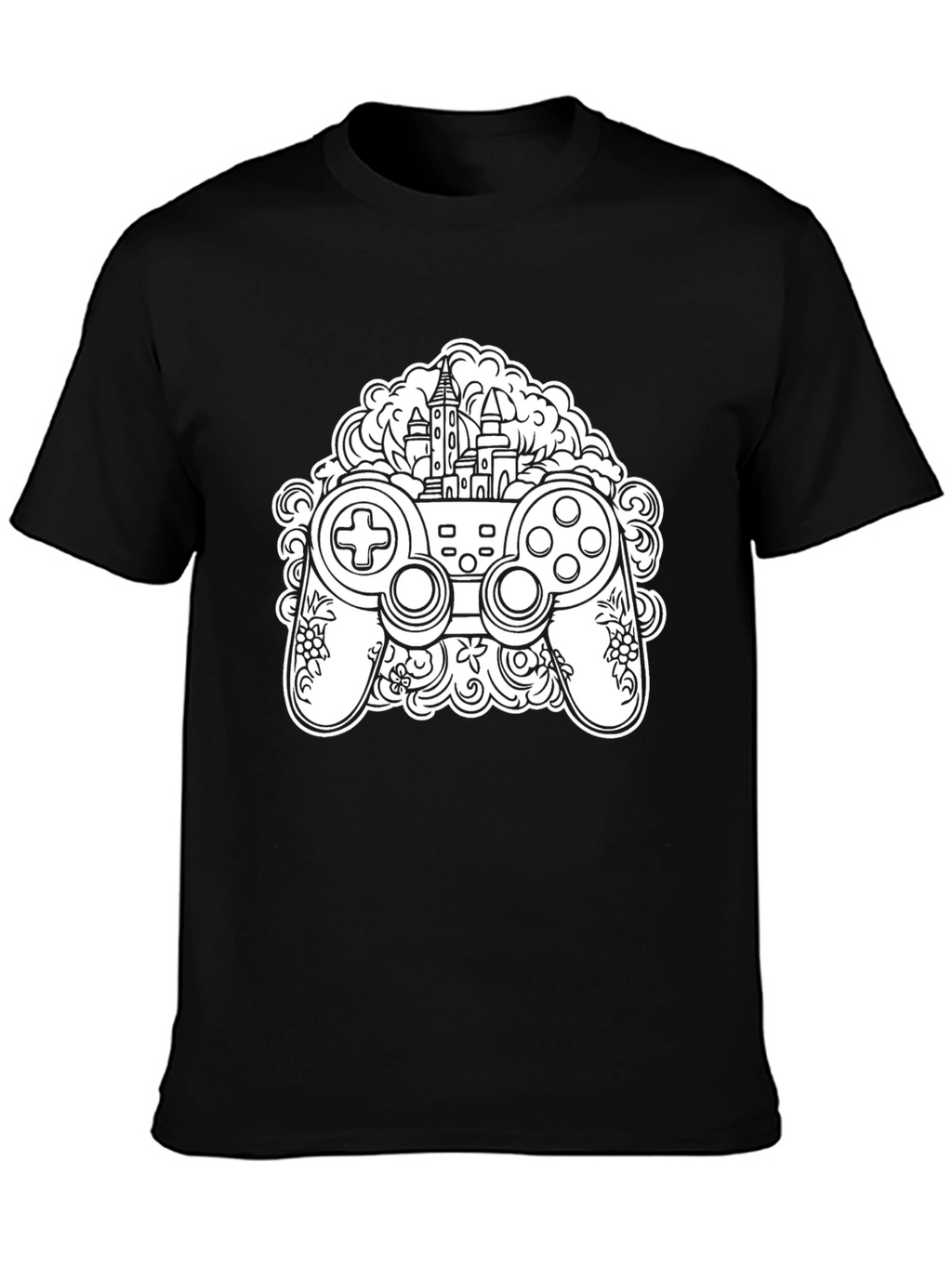 Gaming Controller Castle T-Shirt - Black