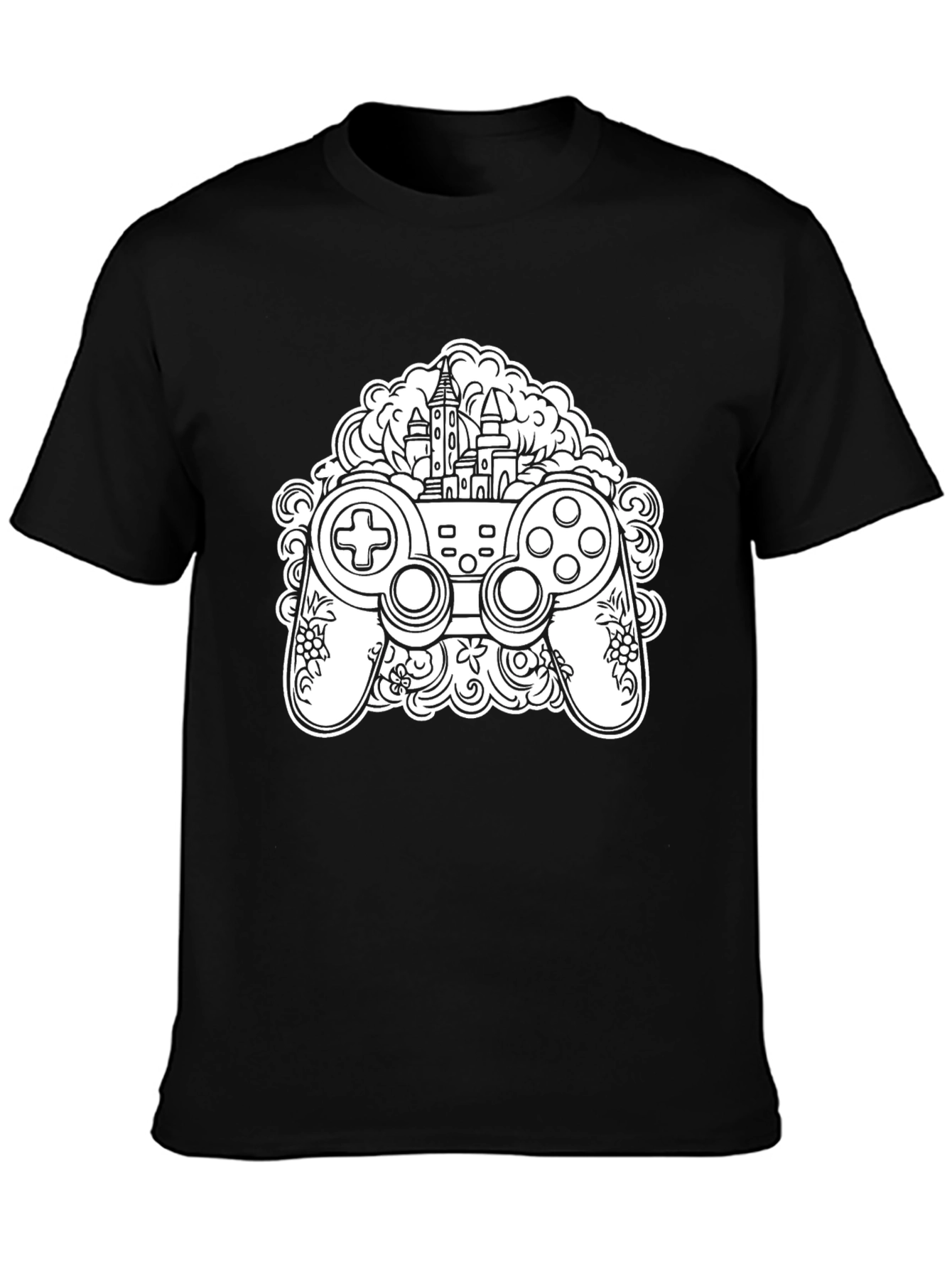Gaming Controller Castle T-Shirt - Black