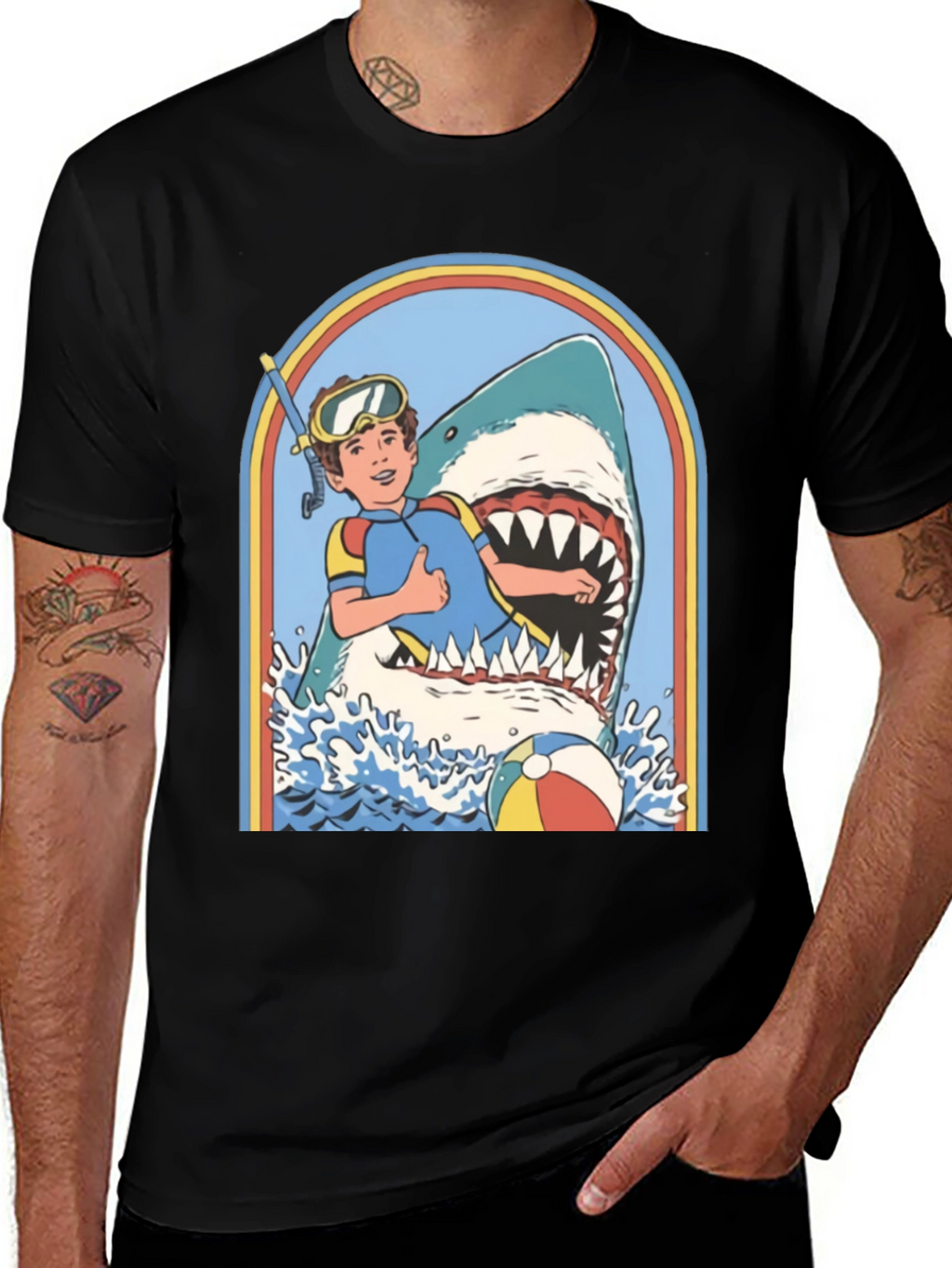 Retro Shark Attack Graphic Tee