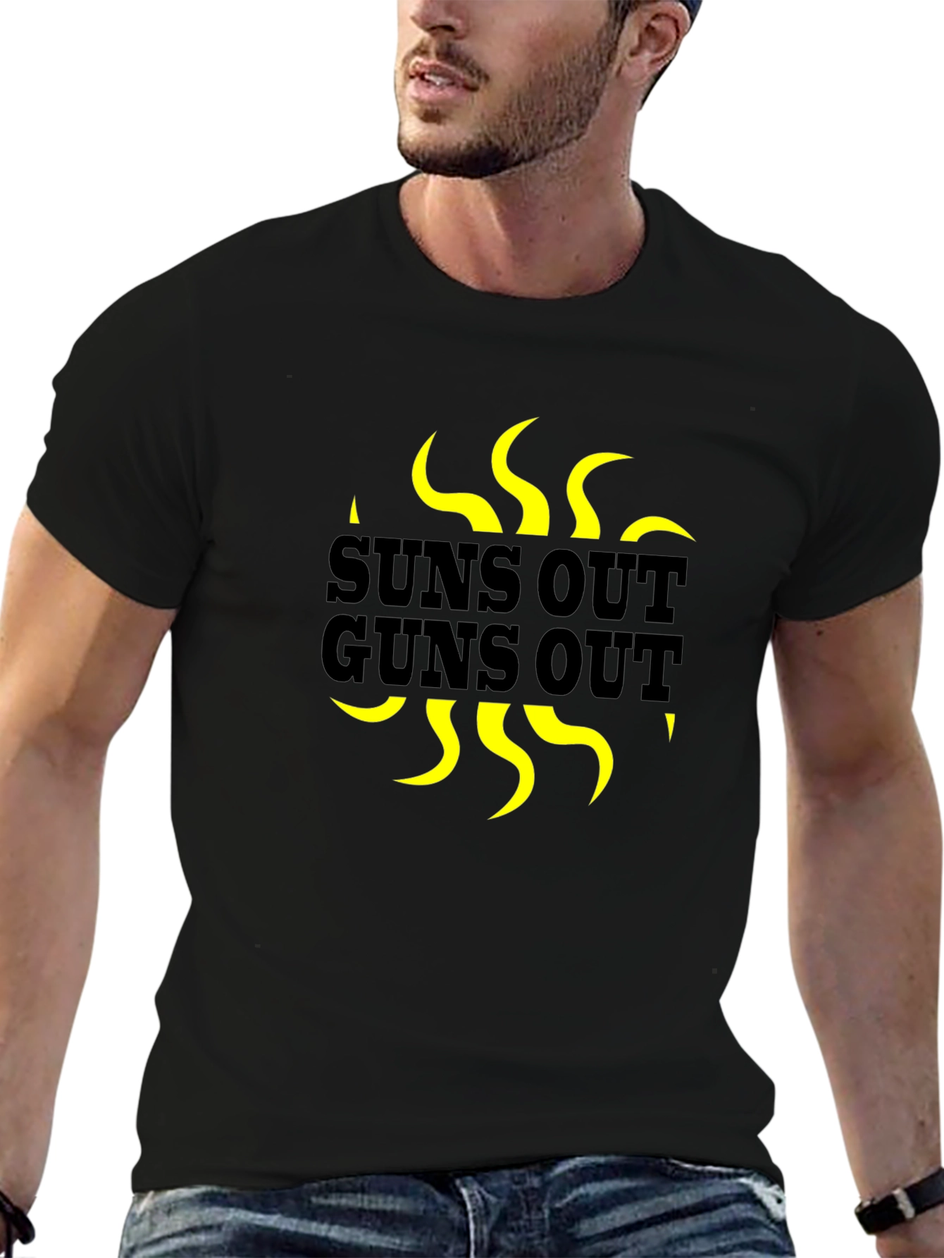 Suns Out Guns Out Graphic T-Shirt - Black