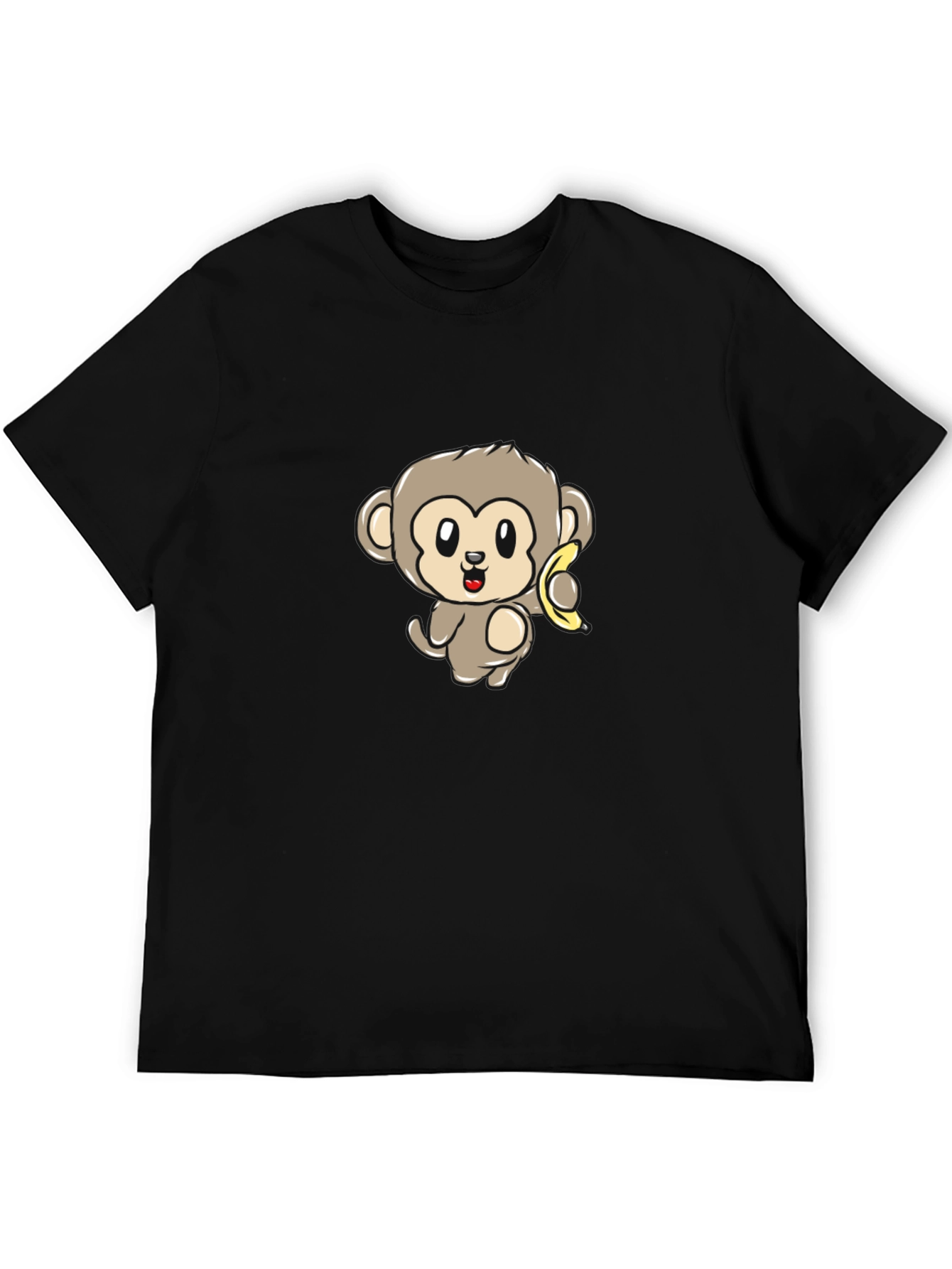 Cartoon Monkey Banana Graphic Print T-Shirt