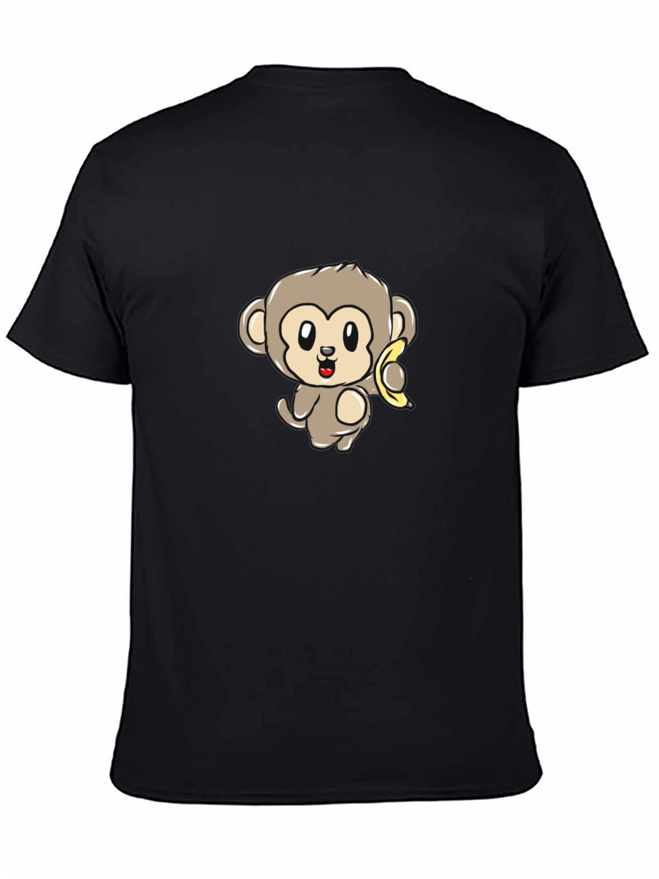 Cartoon Monkey Banana Graphic Print T-Shirt