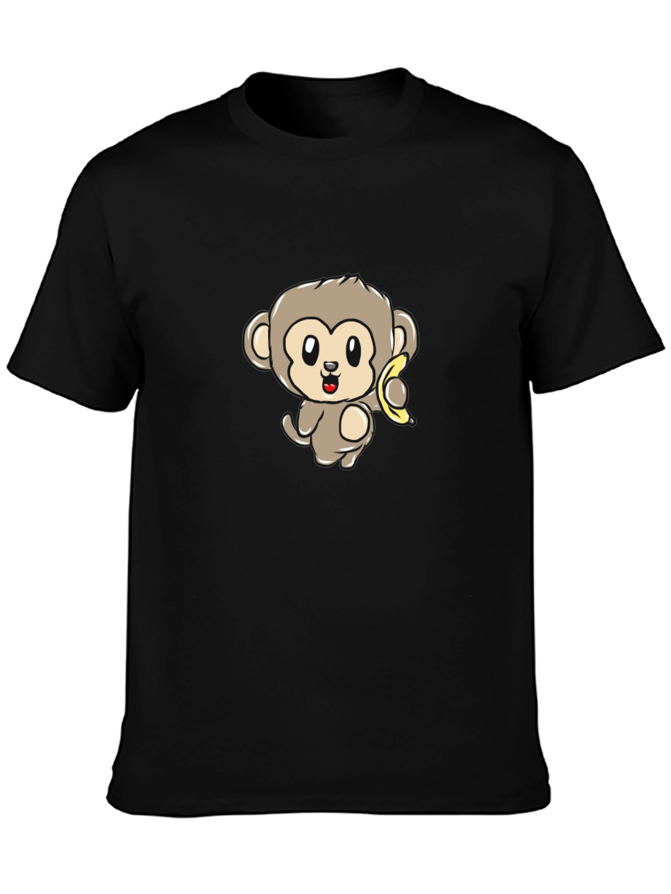 Cartoon Monkey Banana Graphic Print T-Shirt