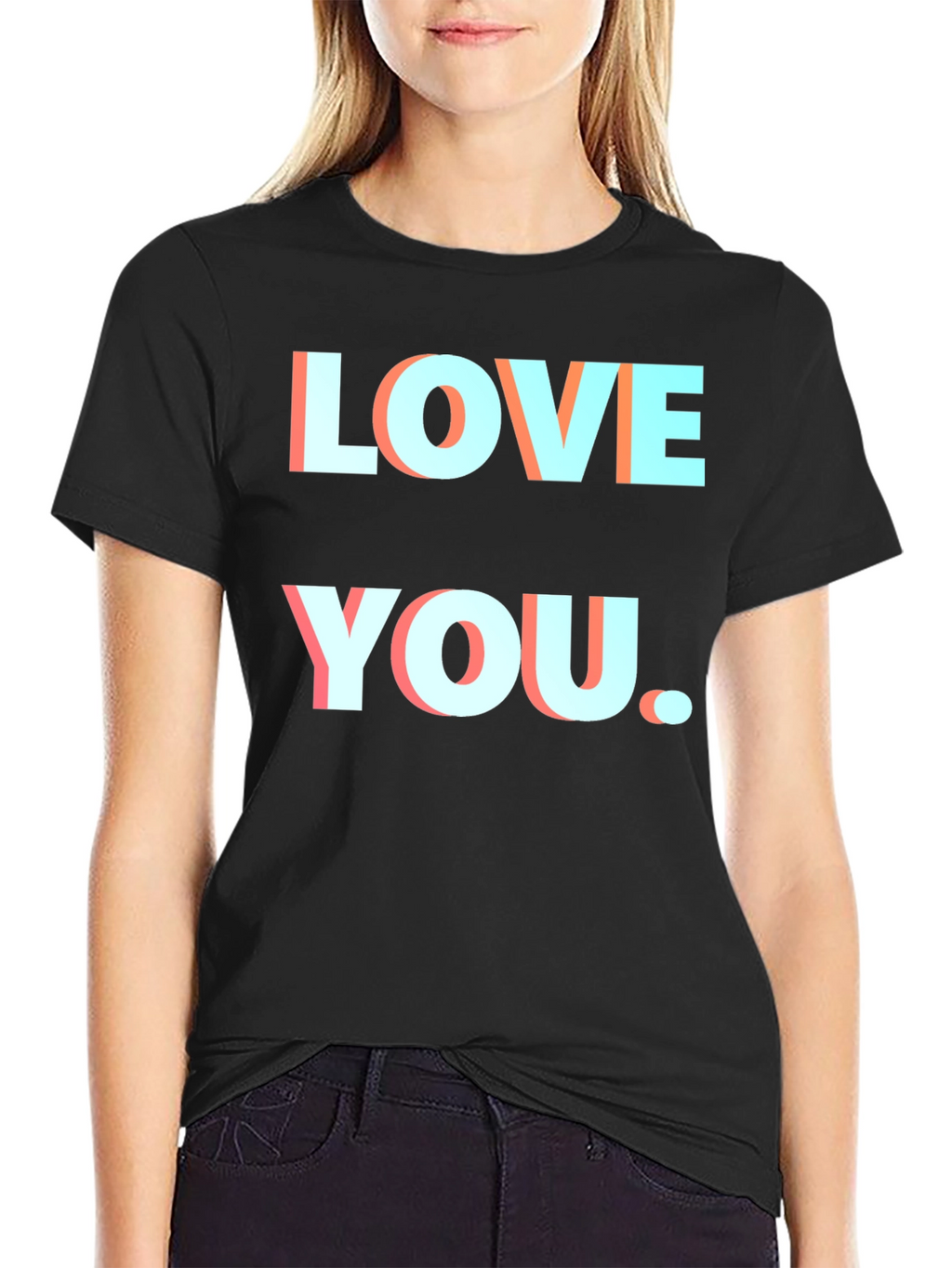 Love You Black T-Shirt Graphic Print