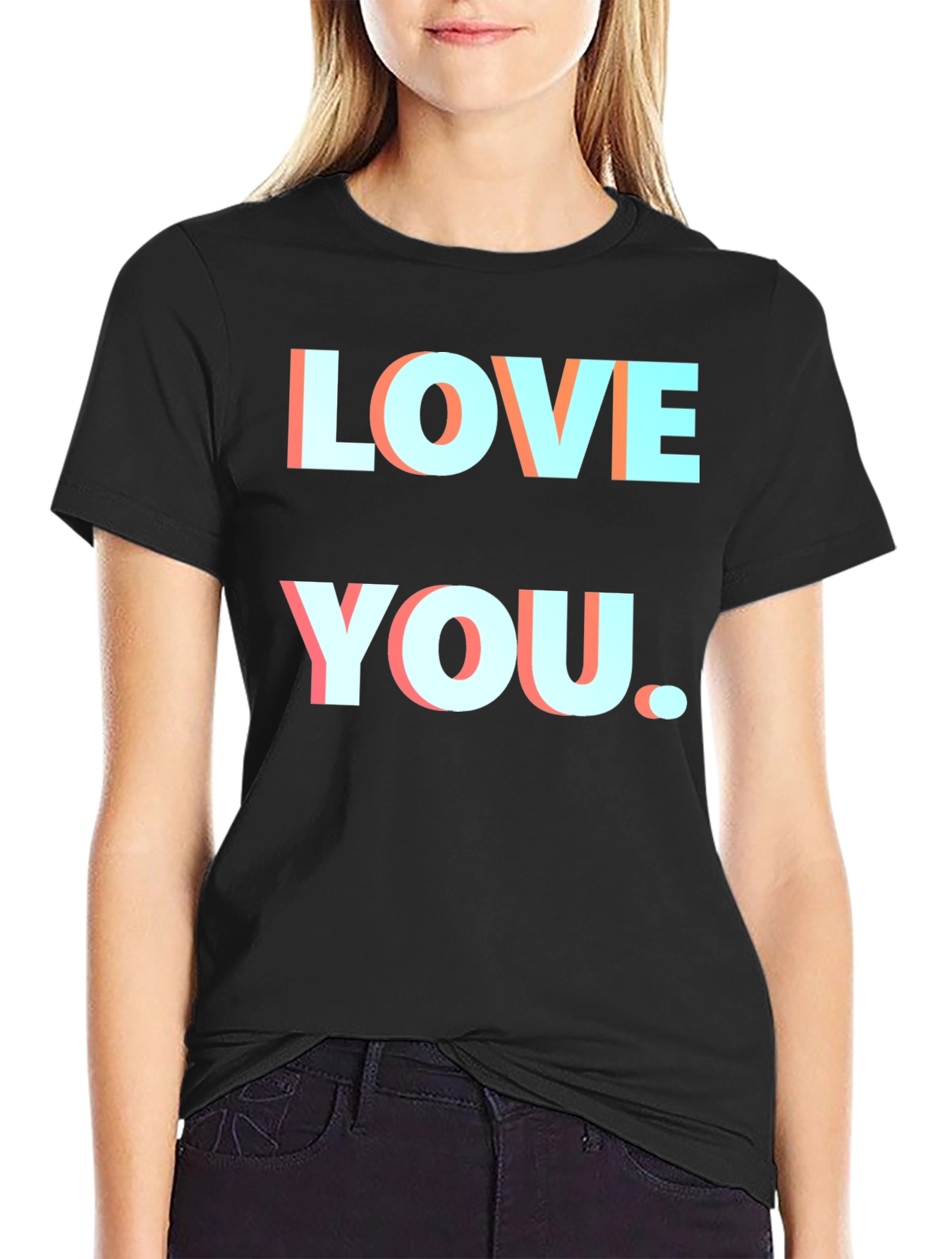 Love You Black T-Shirt Graphic Print