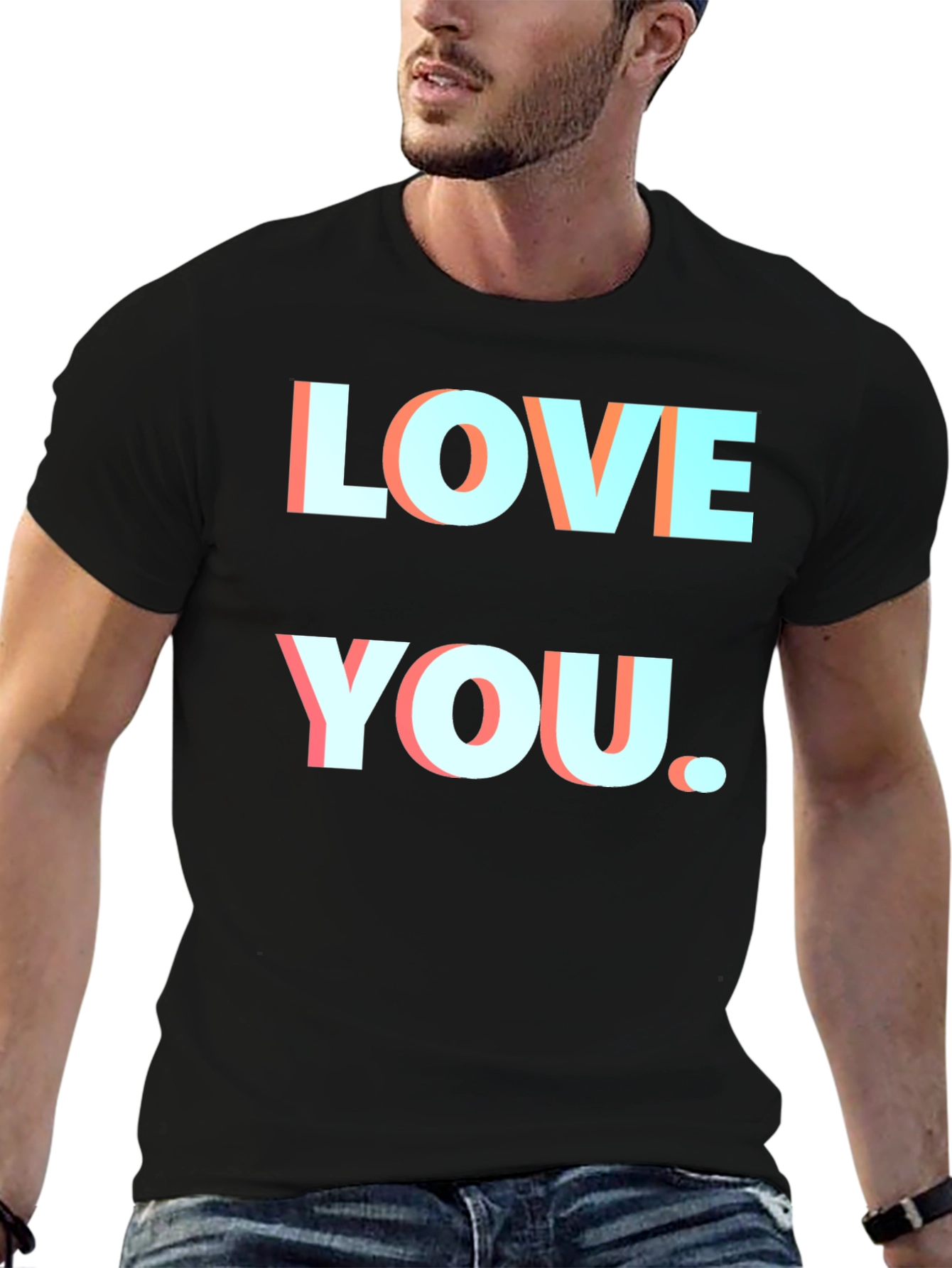 Love You Black T-Shirt Graphic Print