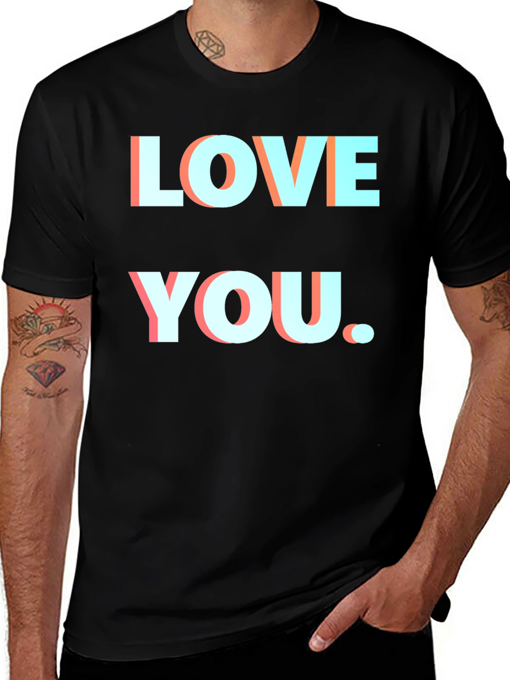 Love You Black T-Shirt Graphic Print