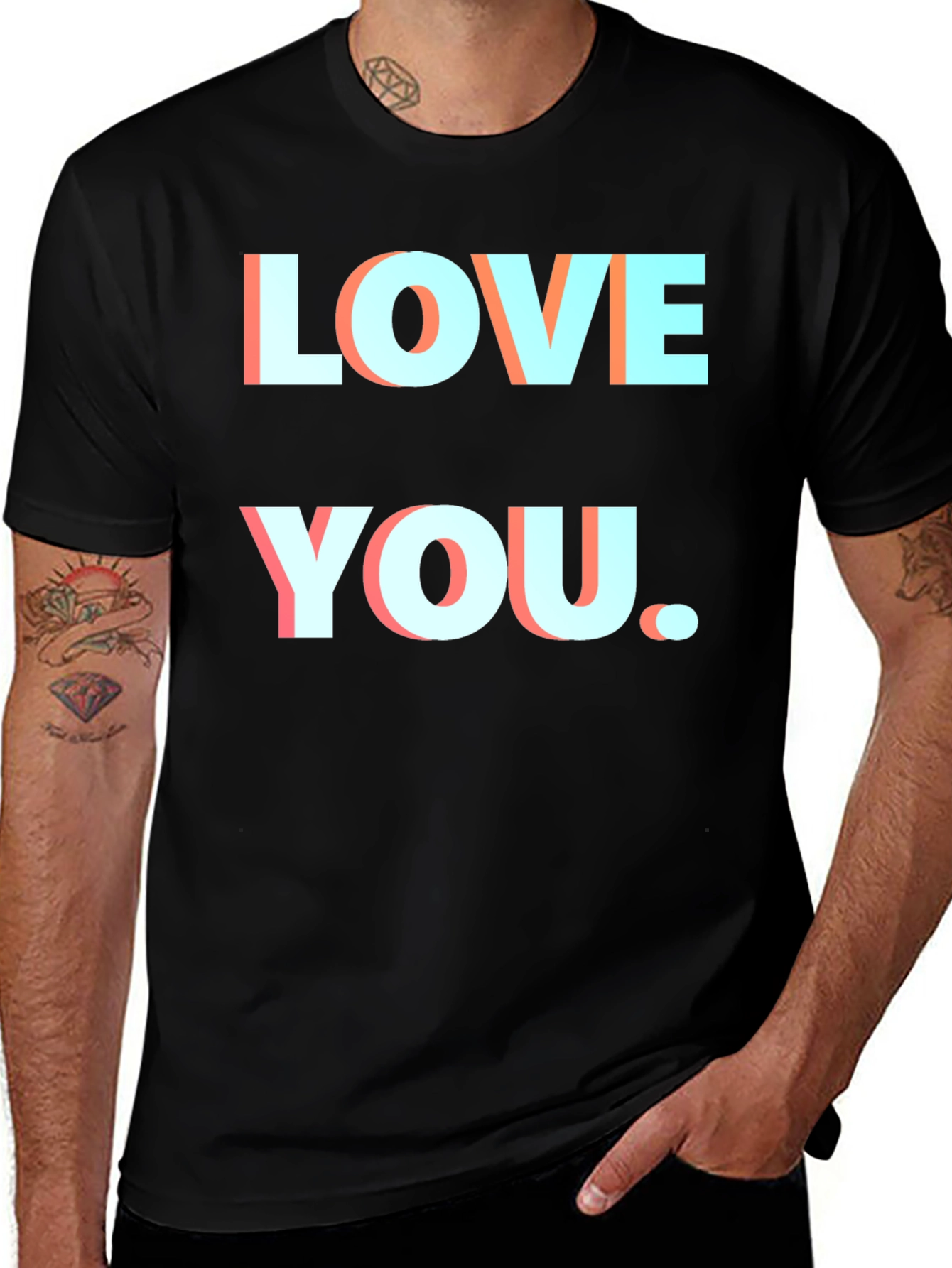 Love You Black T-Shirt Graphic Print