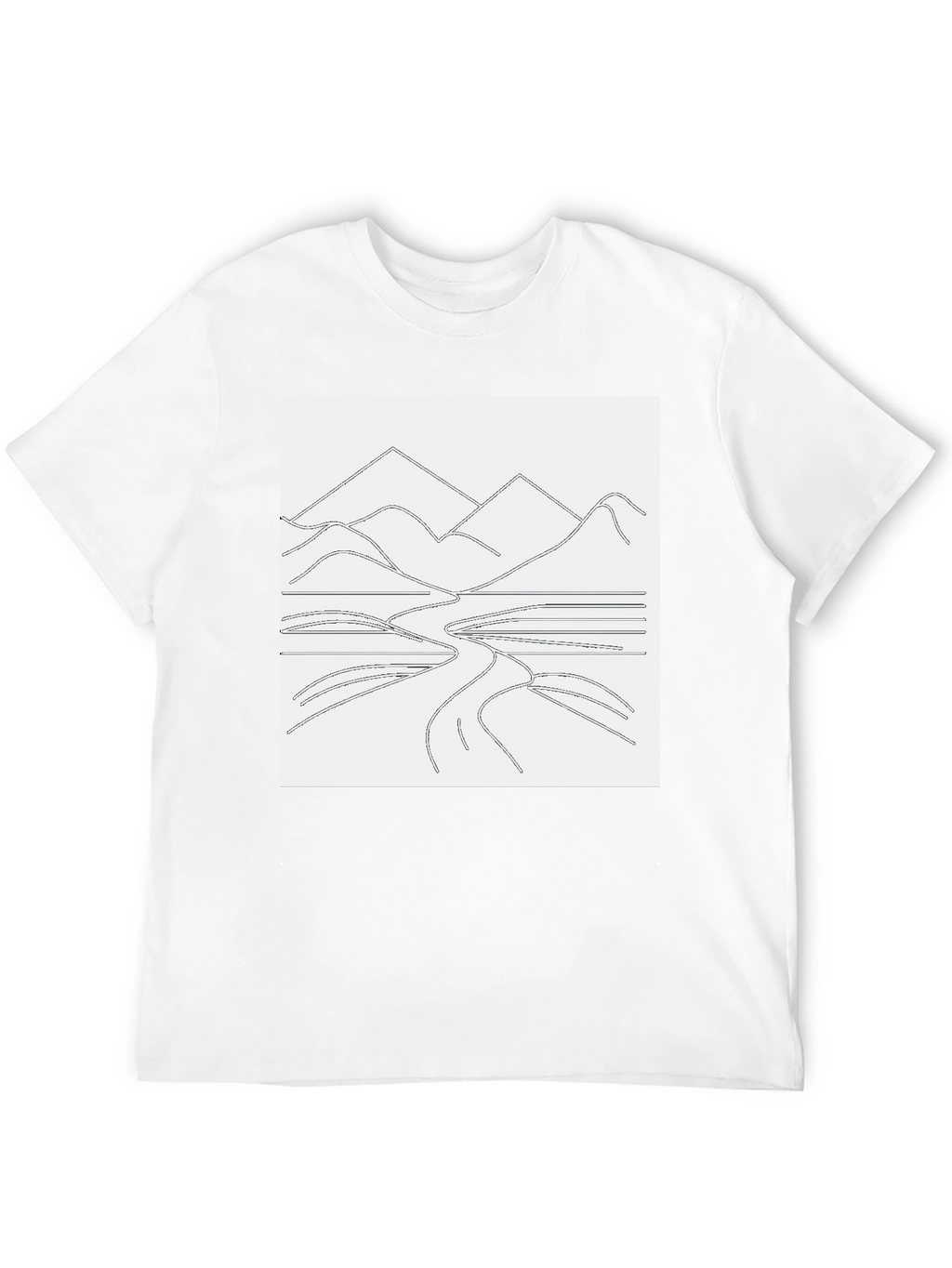 Minimalist Mountain Landscape Graphic Tee - Black