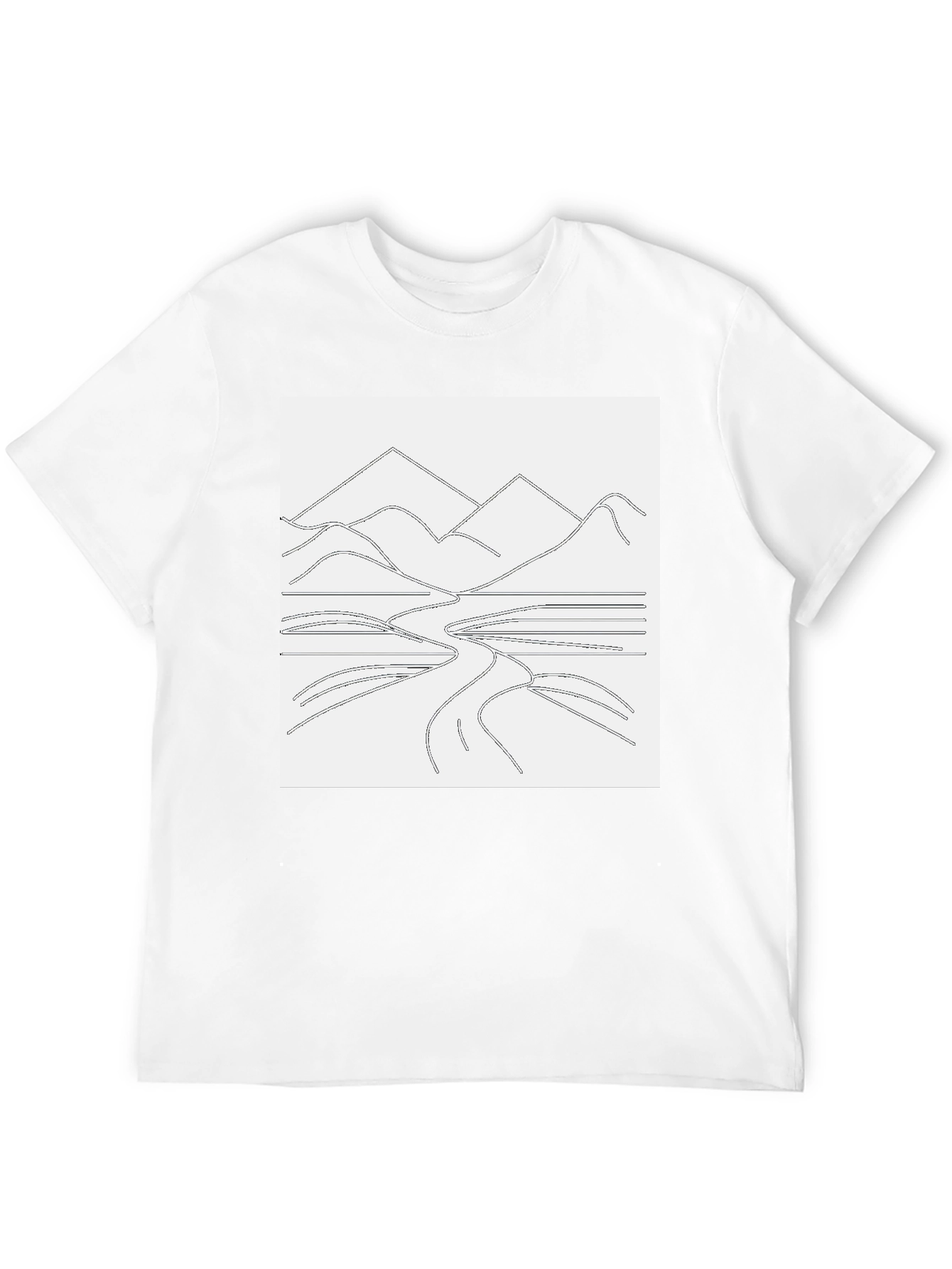 Minimalist Mountain Landscape Graphic Tee - Black