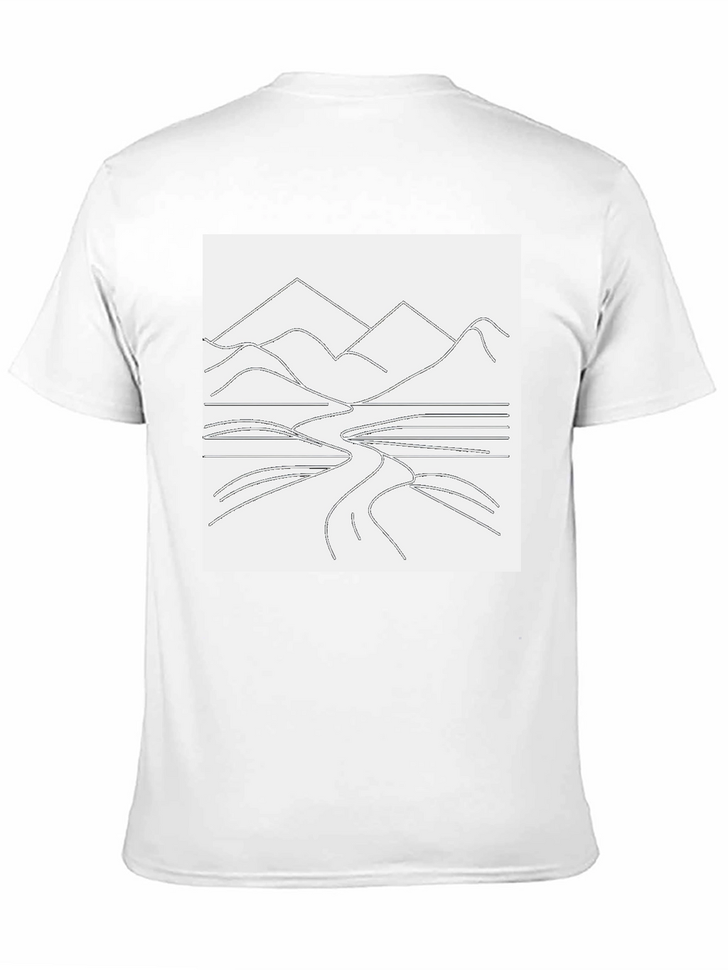 Minimalist Mountain Landscape Graphic Tee - Black
