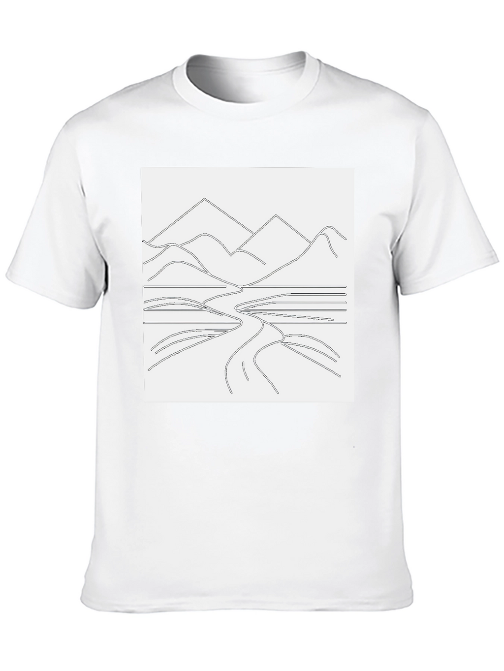 Minimalist Mountain Landscape Graphic Tee - Black