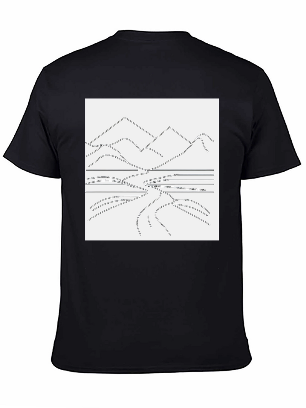 Minimalist Mountain Landscape Graphic Tee - Black
