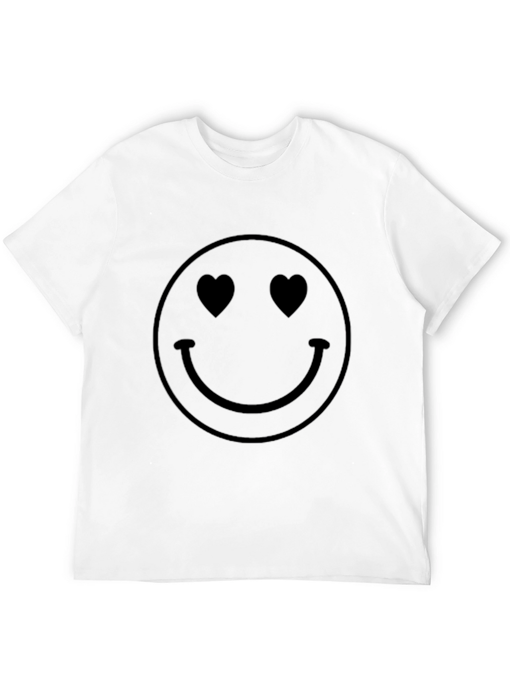 Smiley Face Heart Eyes Graphic Tee - Black