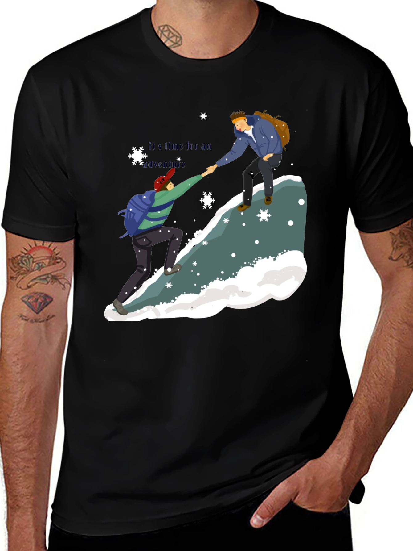 Adventure Time Graphic Tee - Black Cotton Casual T-Shirt