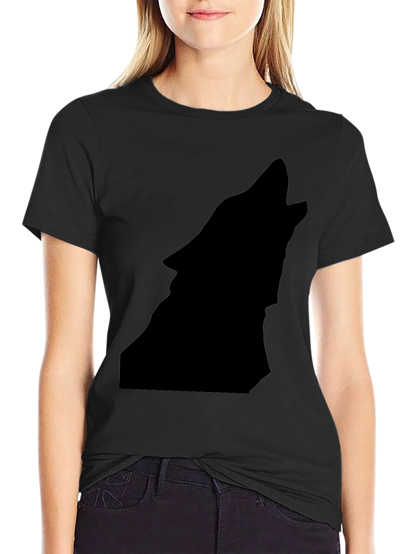 Black Wolf Silhouette Graphic Tee - Stylish & Bold