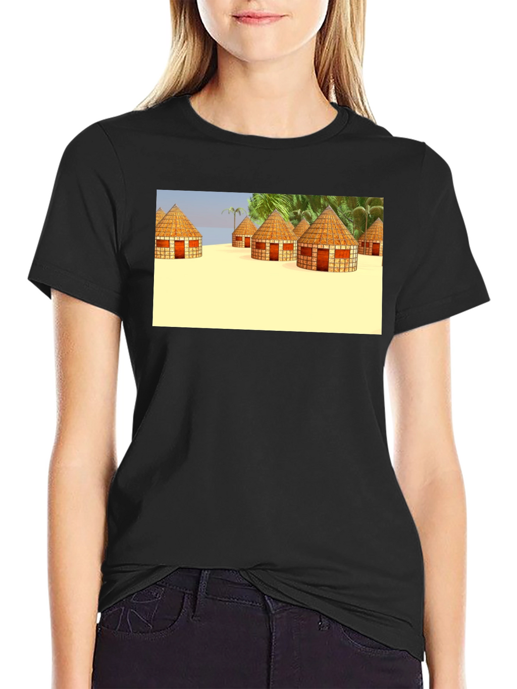 Island Huts Graphic Black Tee