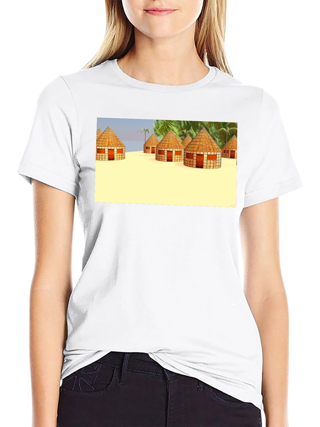 Island Huts Graphic Black Tee