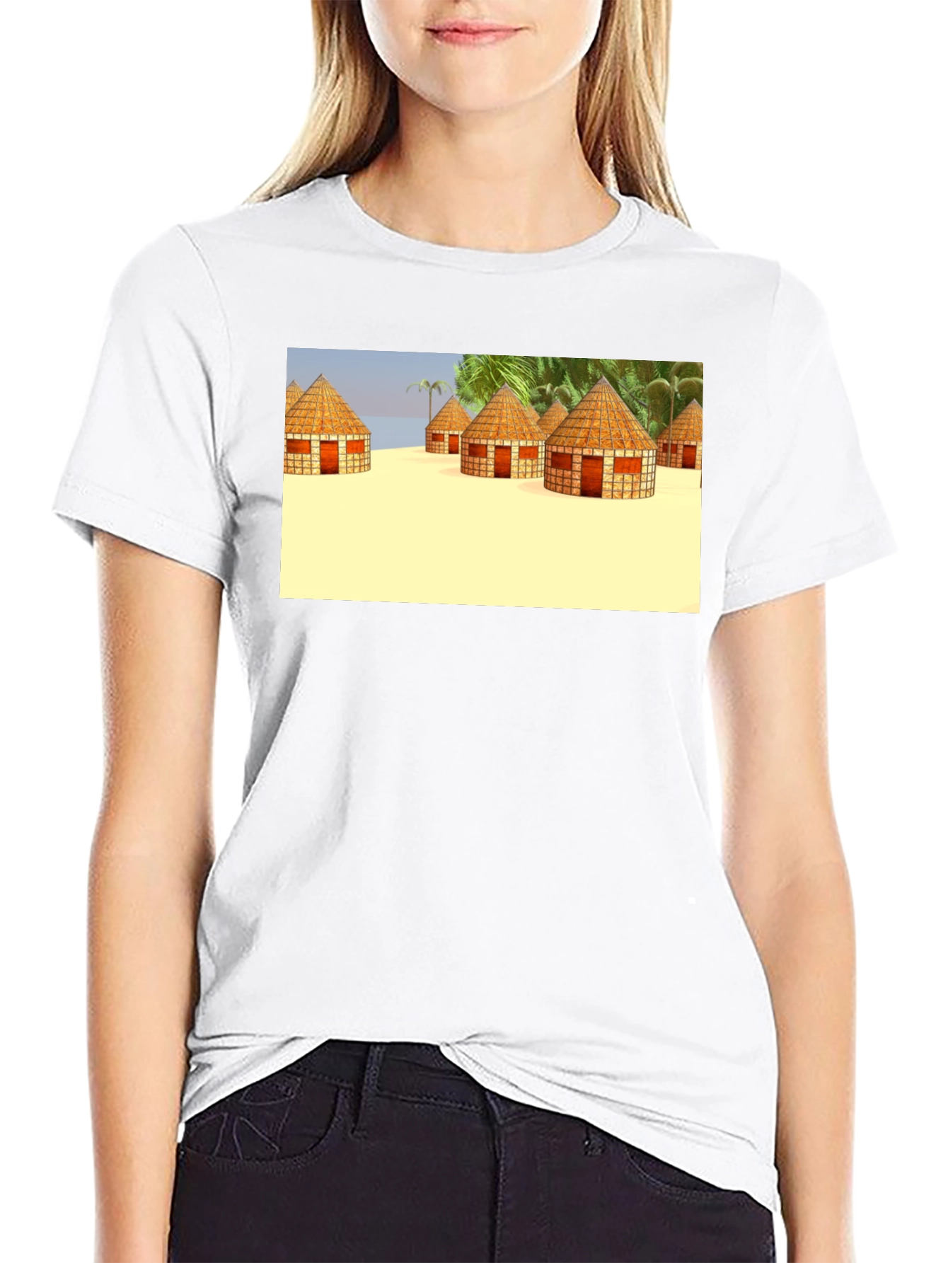Island Huts Graphic Black Tee