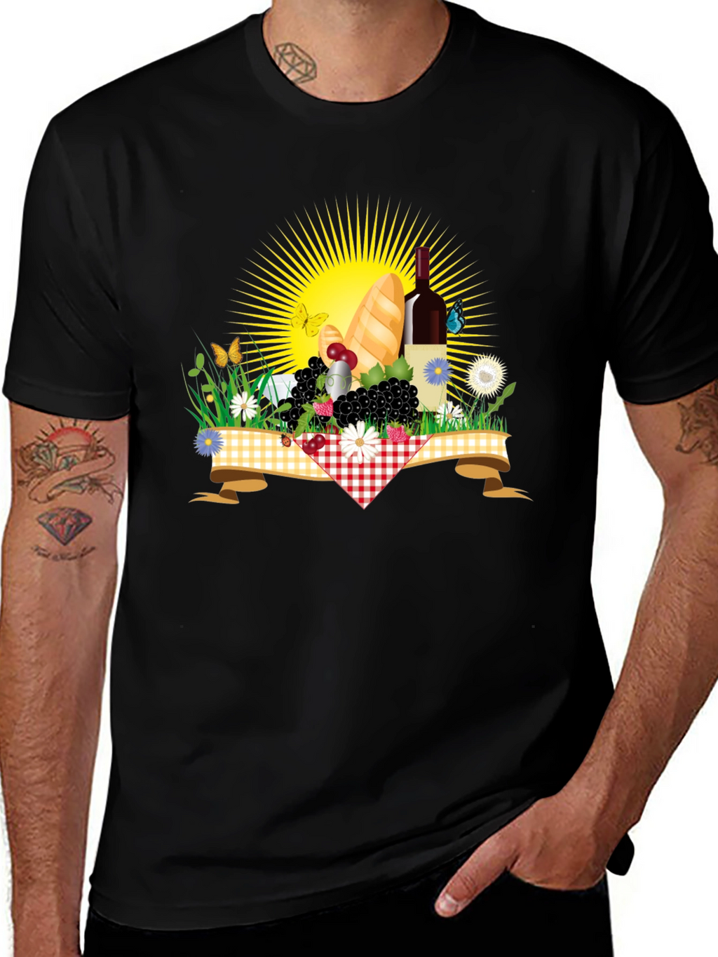 Picnic T-Shirt - Wine Bread and Sunshine!