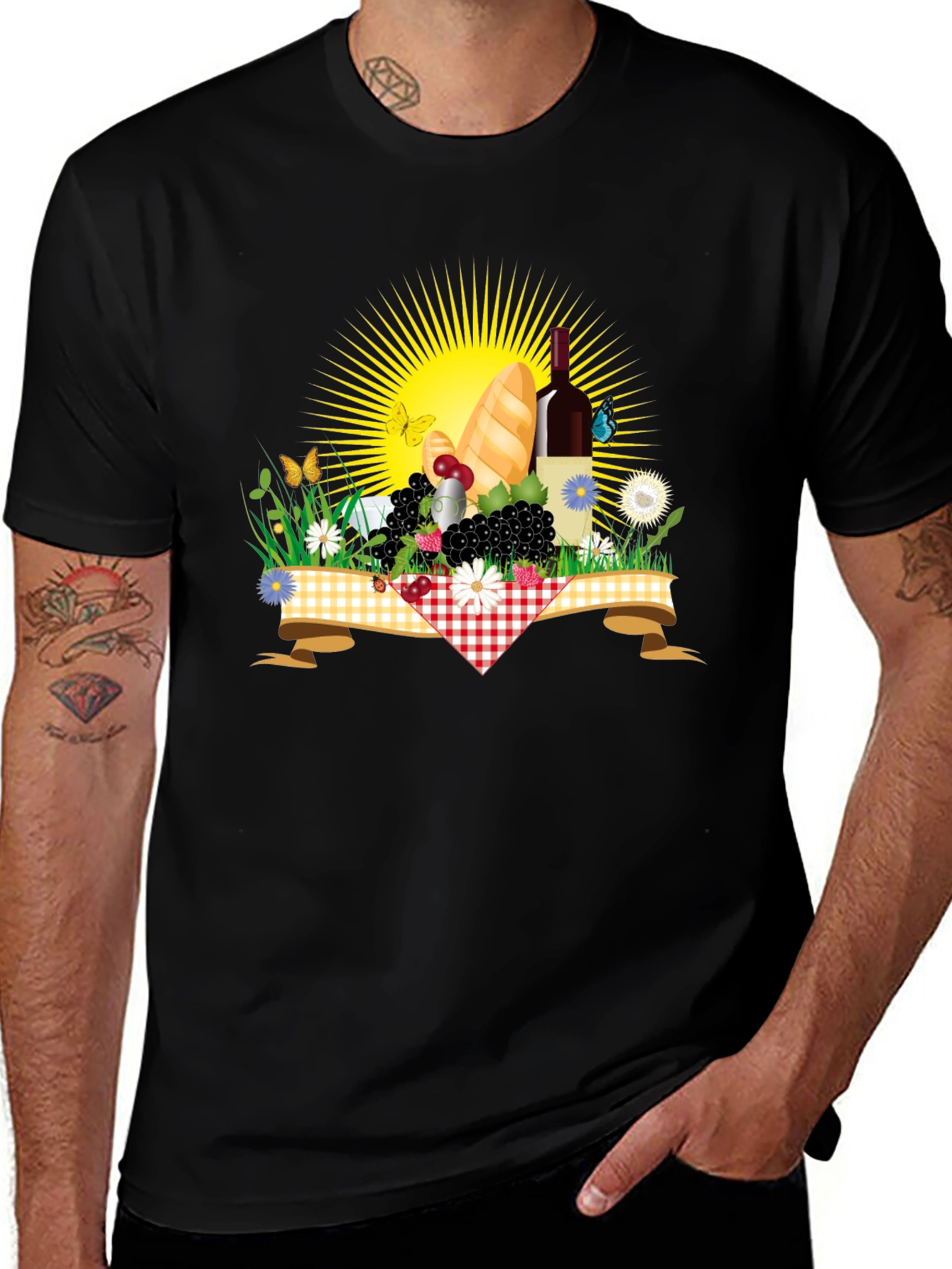 Picnic T-Shirt - Wine Bread and Sunshine!