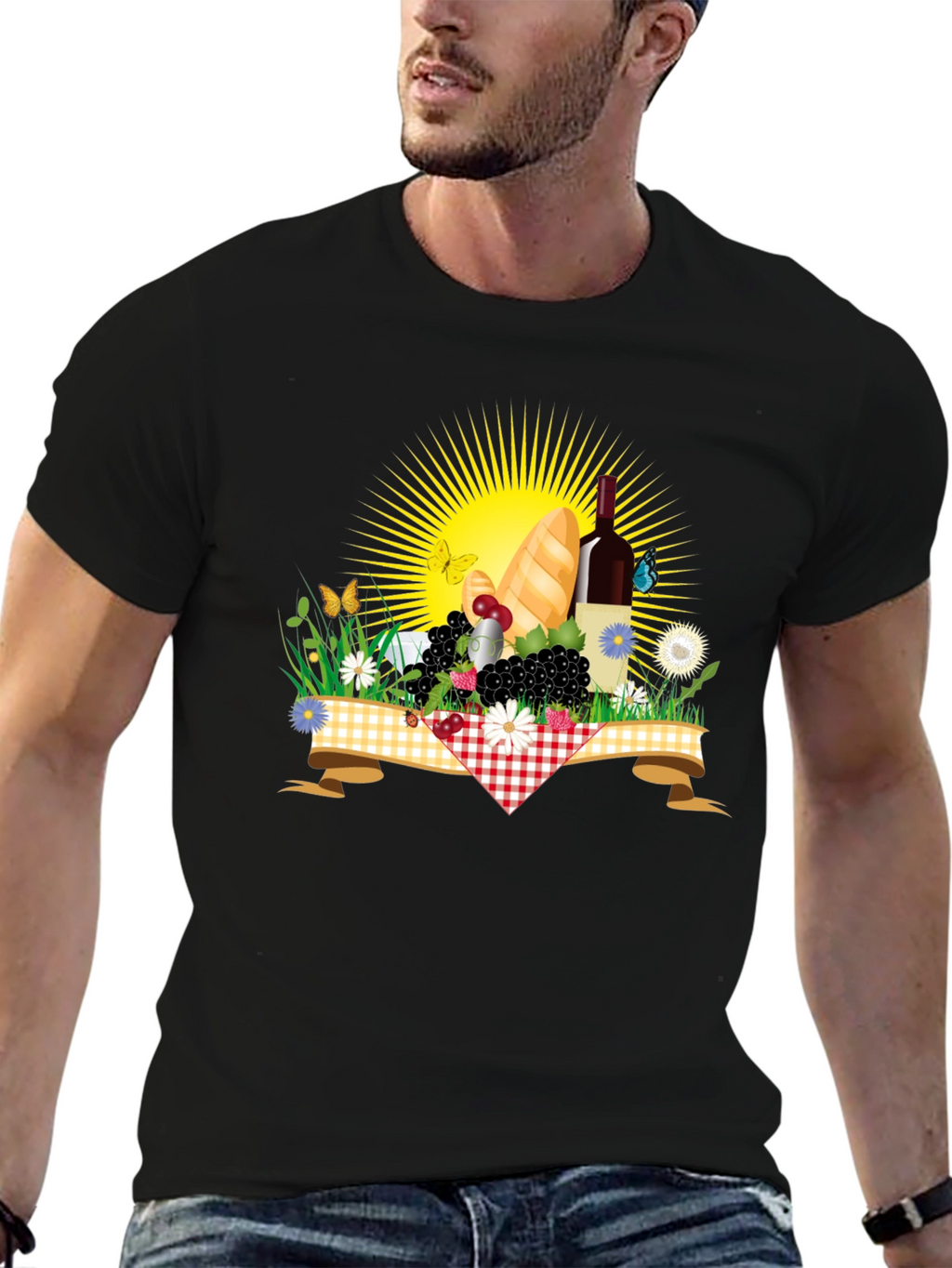 Picnic T-Shirt - Wine Bread and Sunshine!