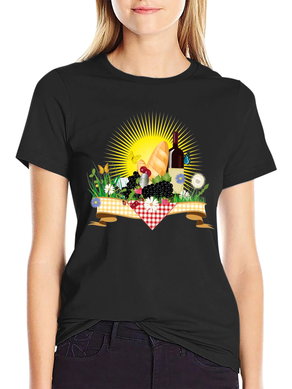 Picnic T-Shirt - Wine Bread and Sunshine!