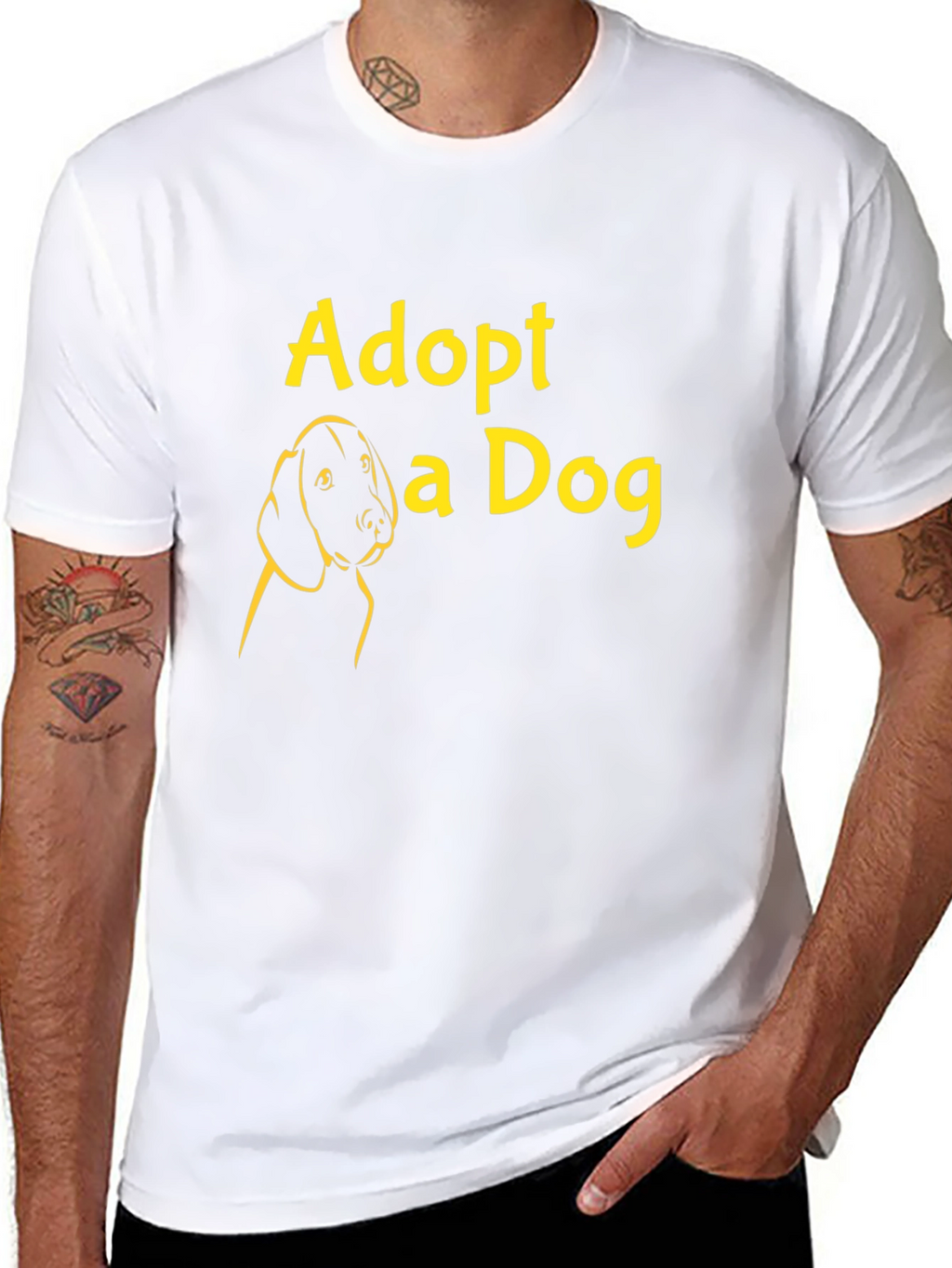 Adopt a Dog Graphic Tee - Black Casual T-Shirt