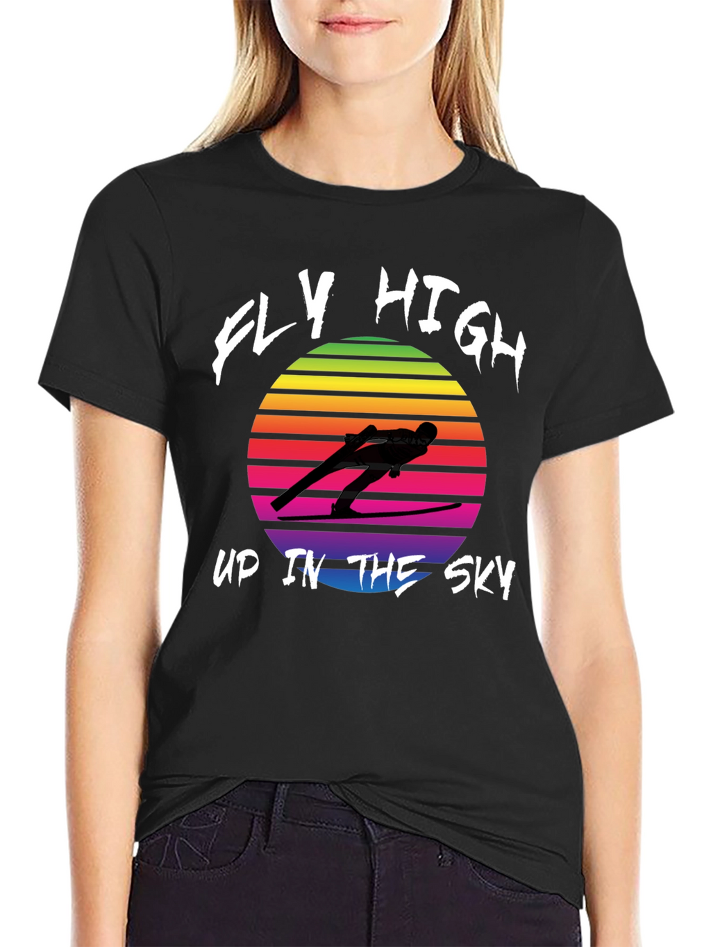 Retro Ski Jumper T-Shirt - Fly High Design