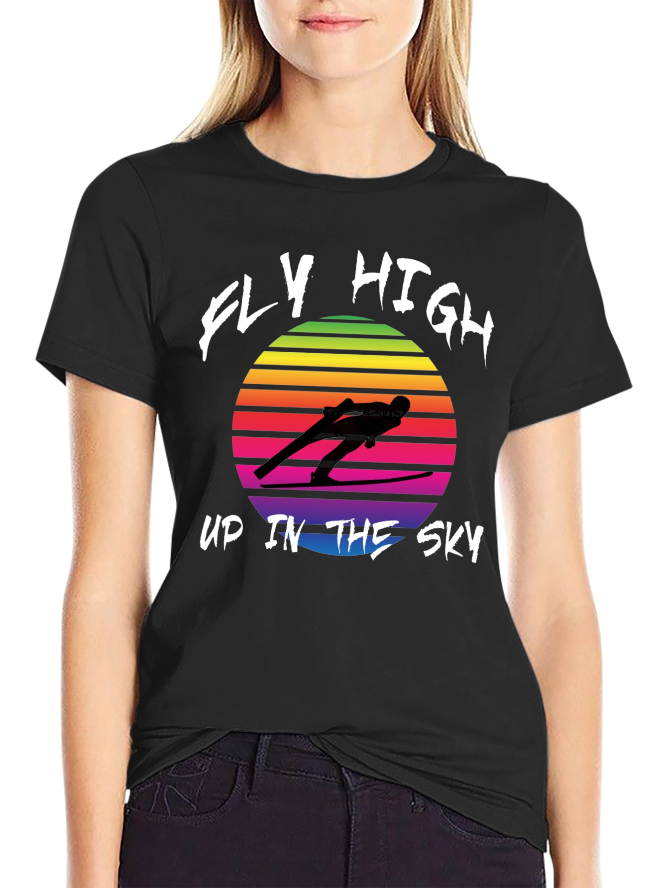 Retro Ski Jumper T-Shirt - Fly High Design