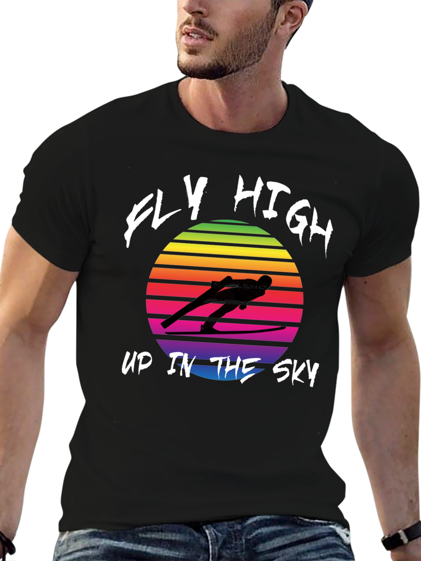 Retro Ski Jumper T-Shirt - Fly High Design