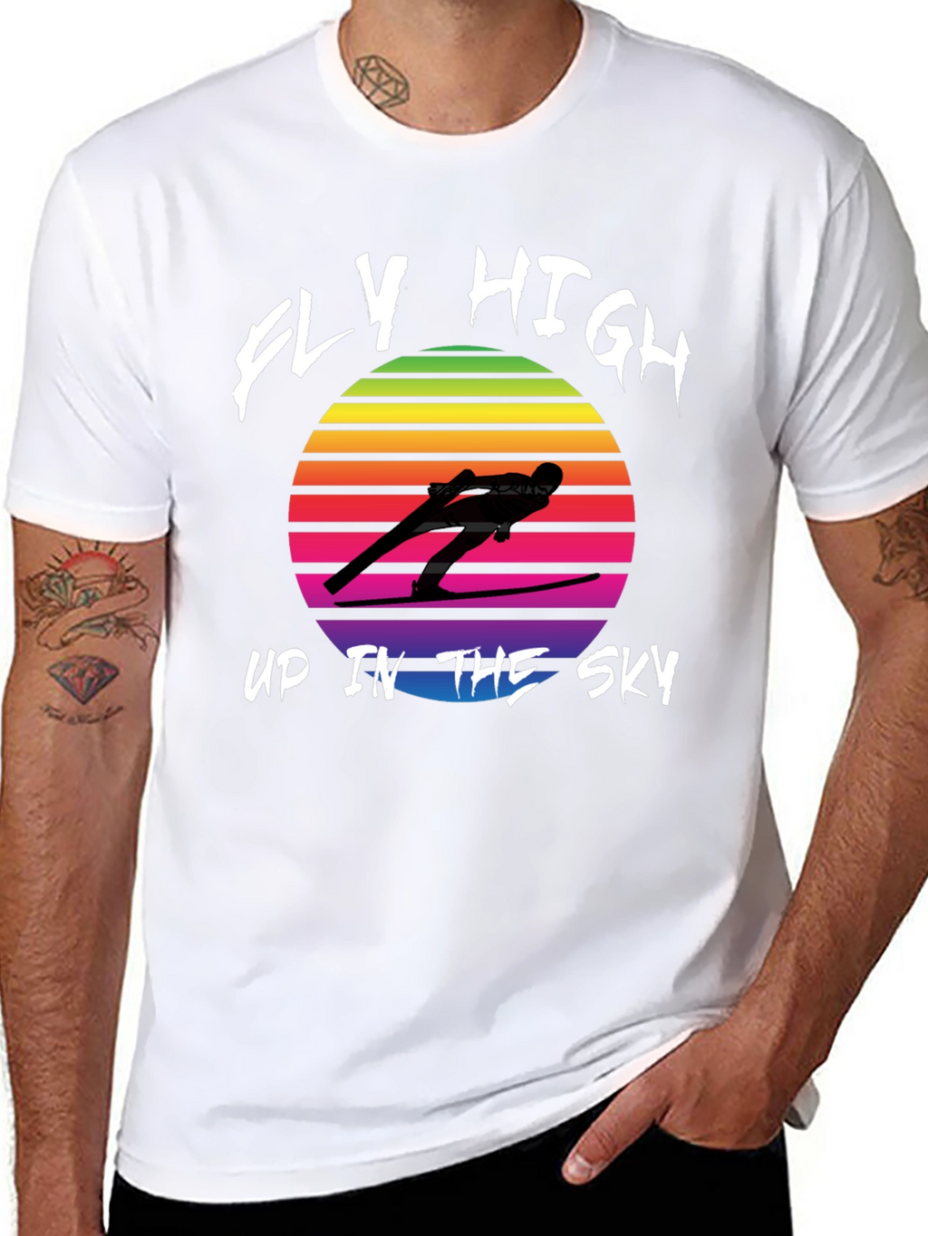 Retro Ski Jumper T-Shirt - Fly High Design