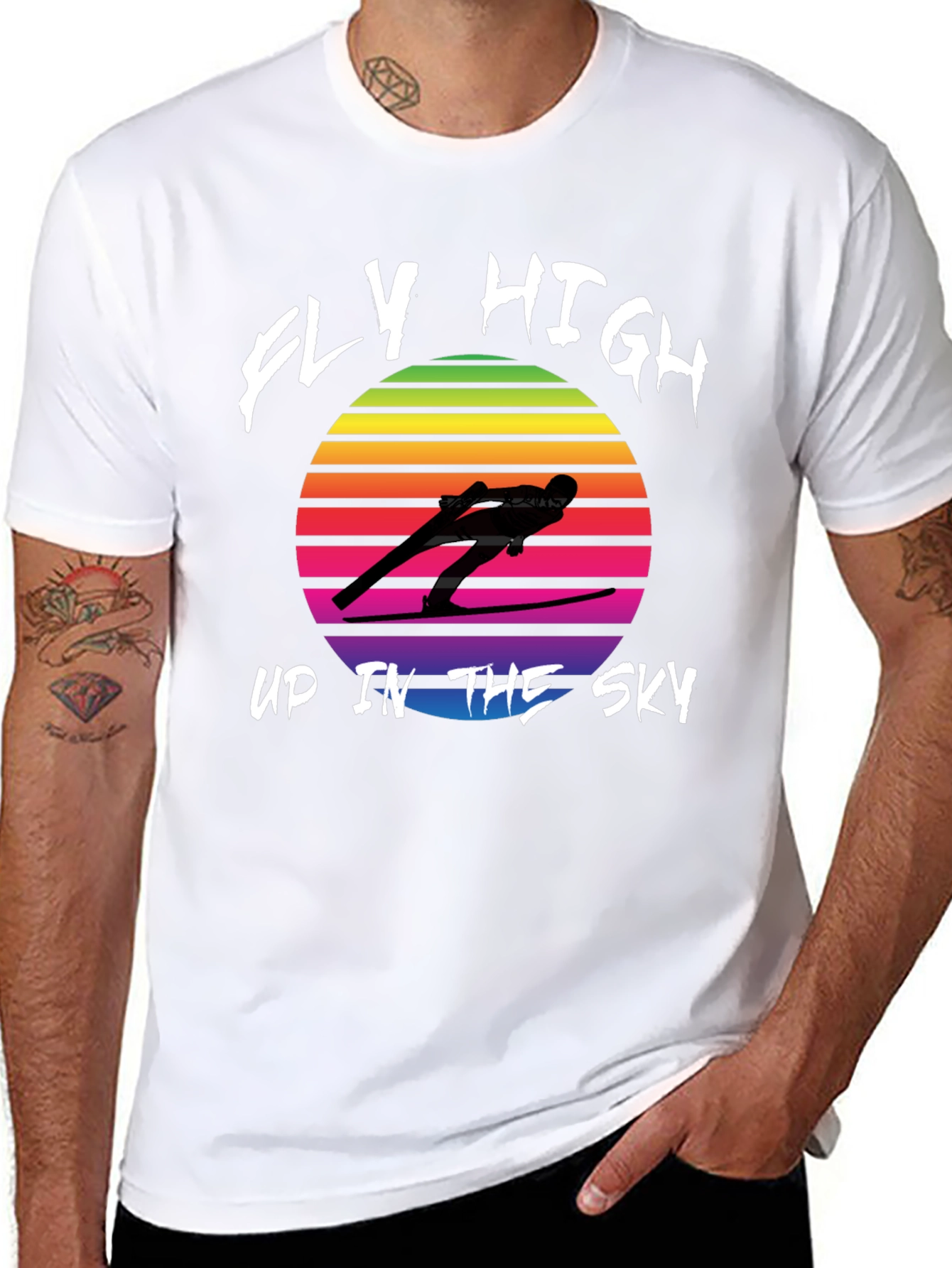 Retro Ski Jumper T-Shirt - Fly High Design