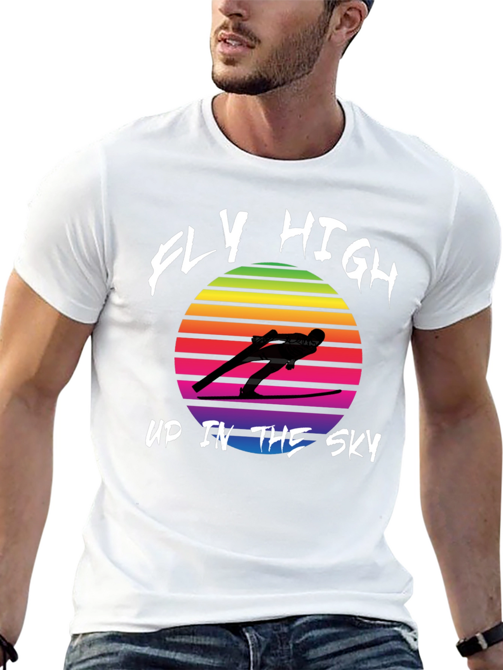 Retro Ski Jumper T-Shirt - Fly High Design