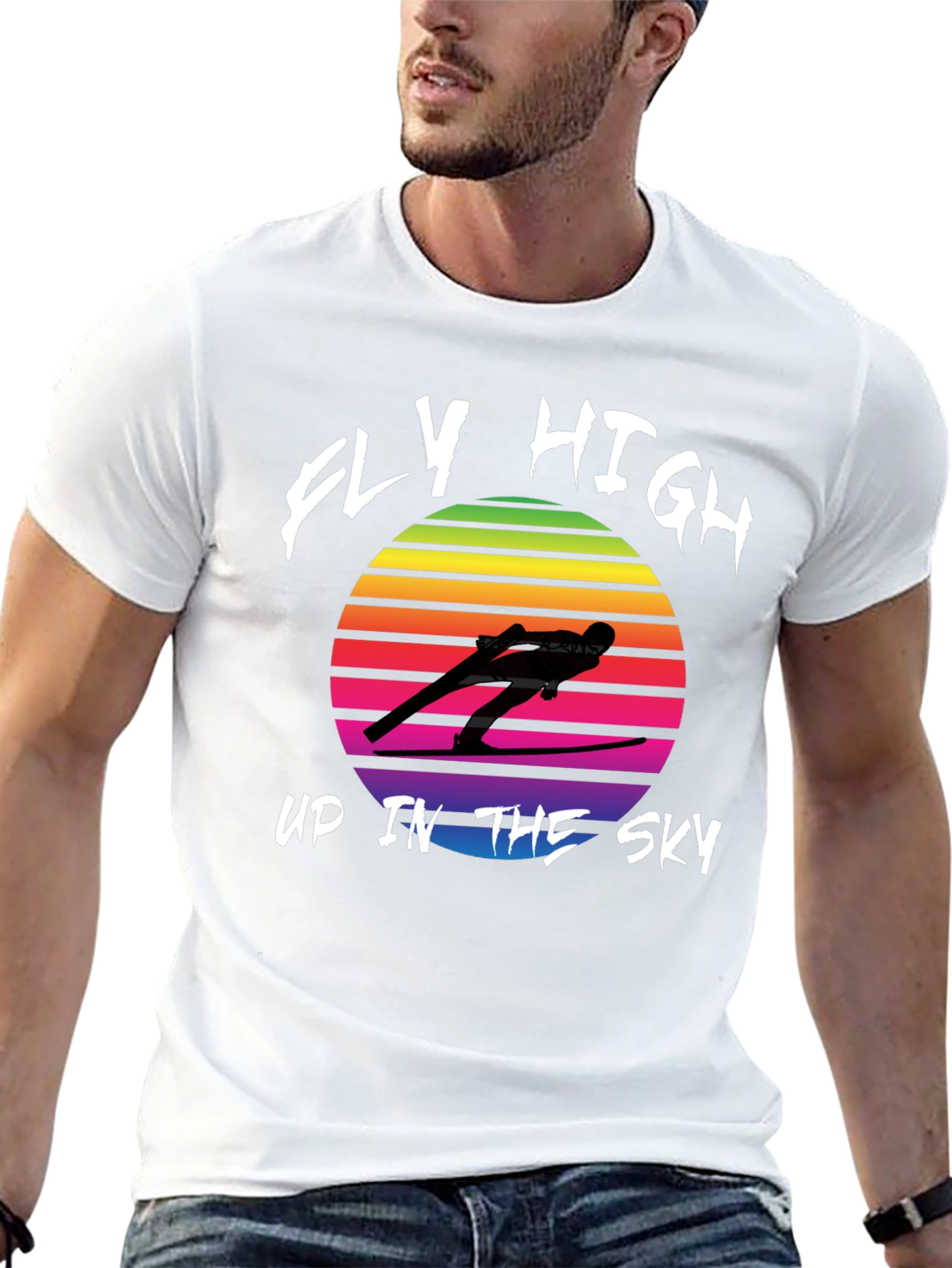 Retro Ski Jumper T-Shirt - Fly High Design