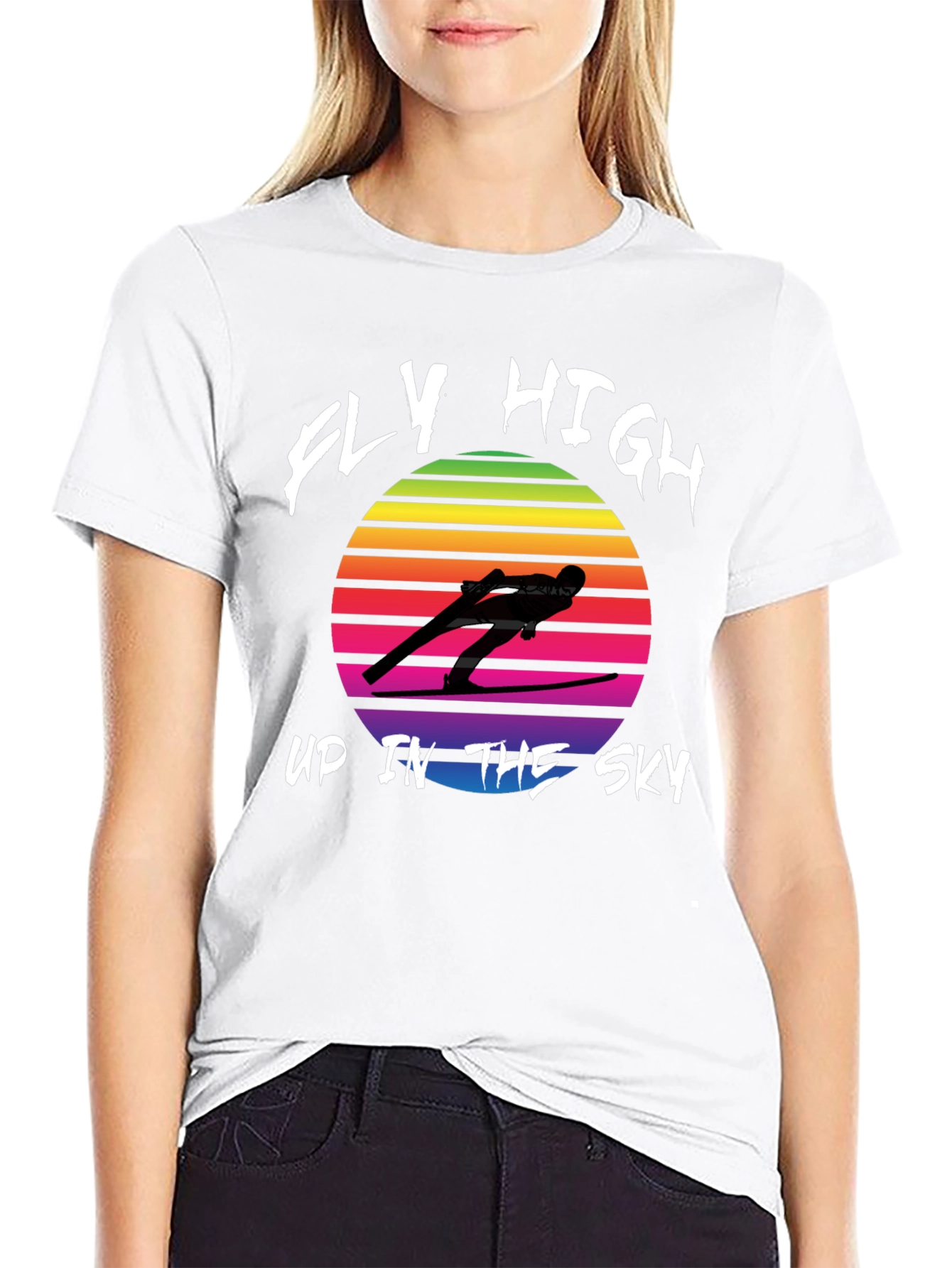 Retro Ski Jumper T-Shirt - Fly High Design