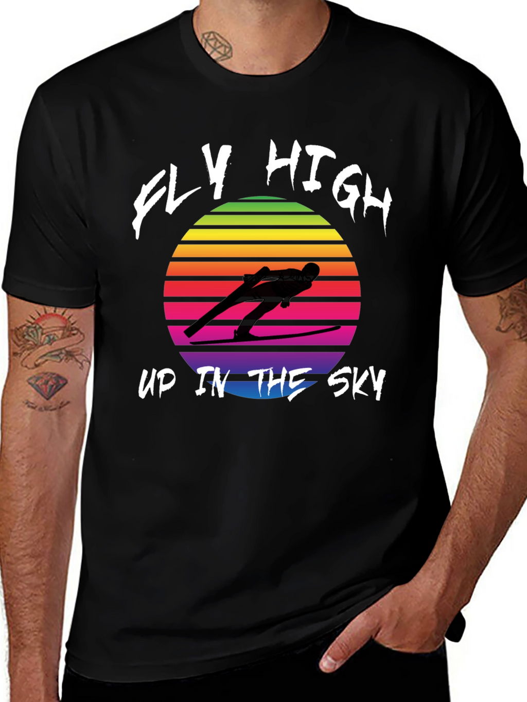 Retro Ski Jumper T-Shirt - Fly High Design