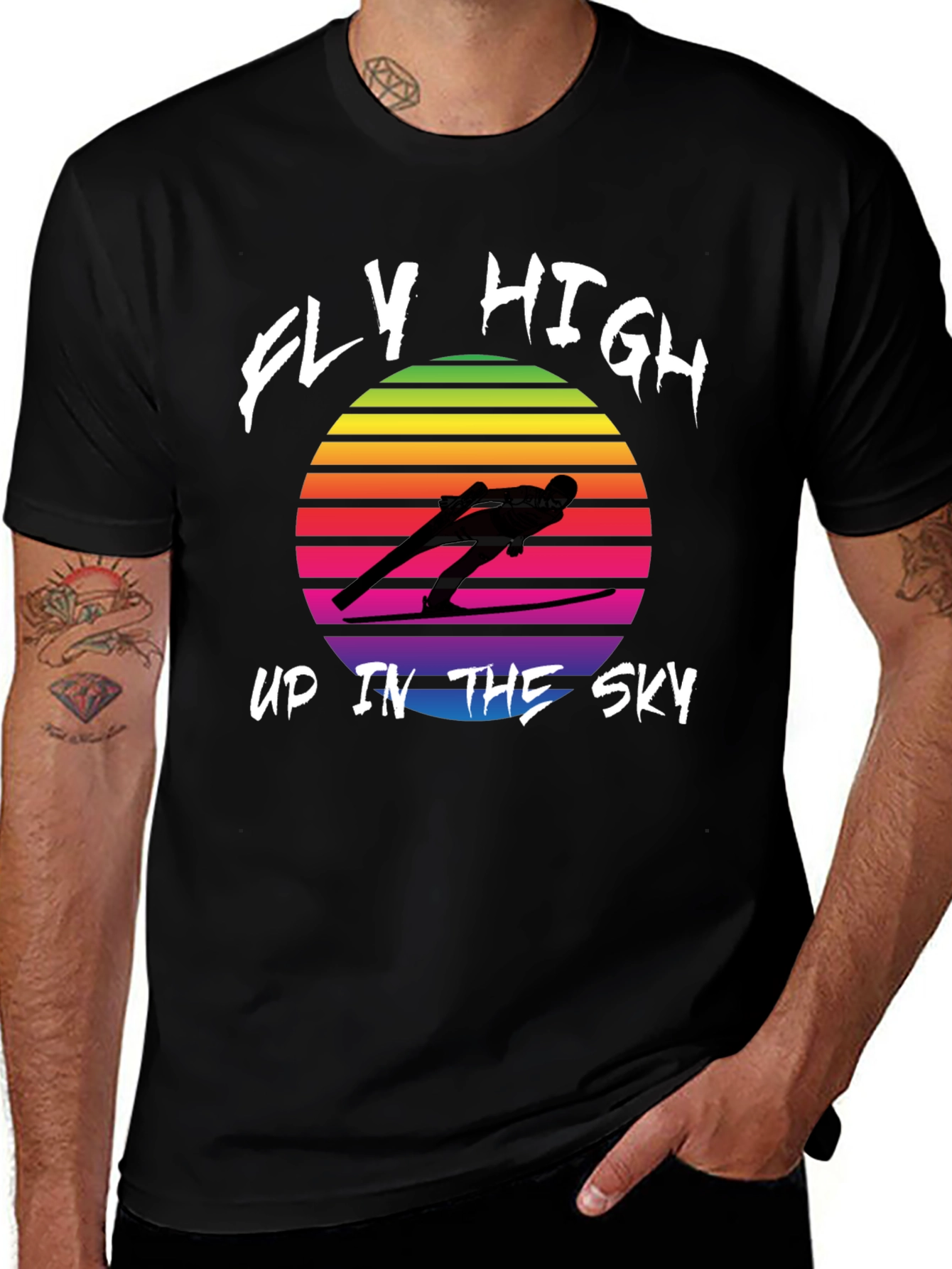 Retro Ski Jumper T-Shirt - Fly High Design