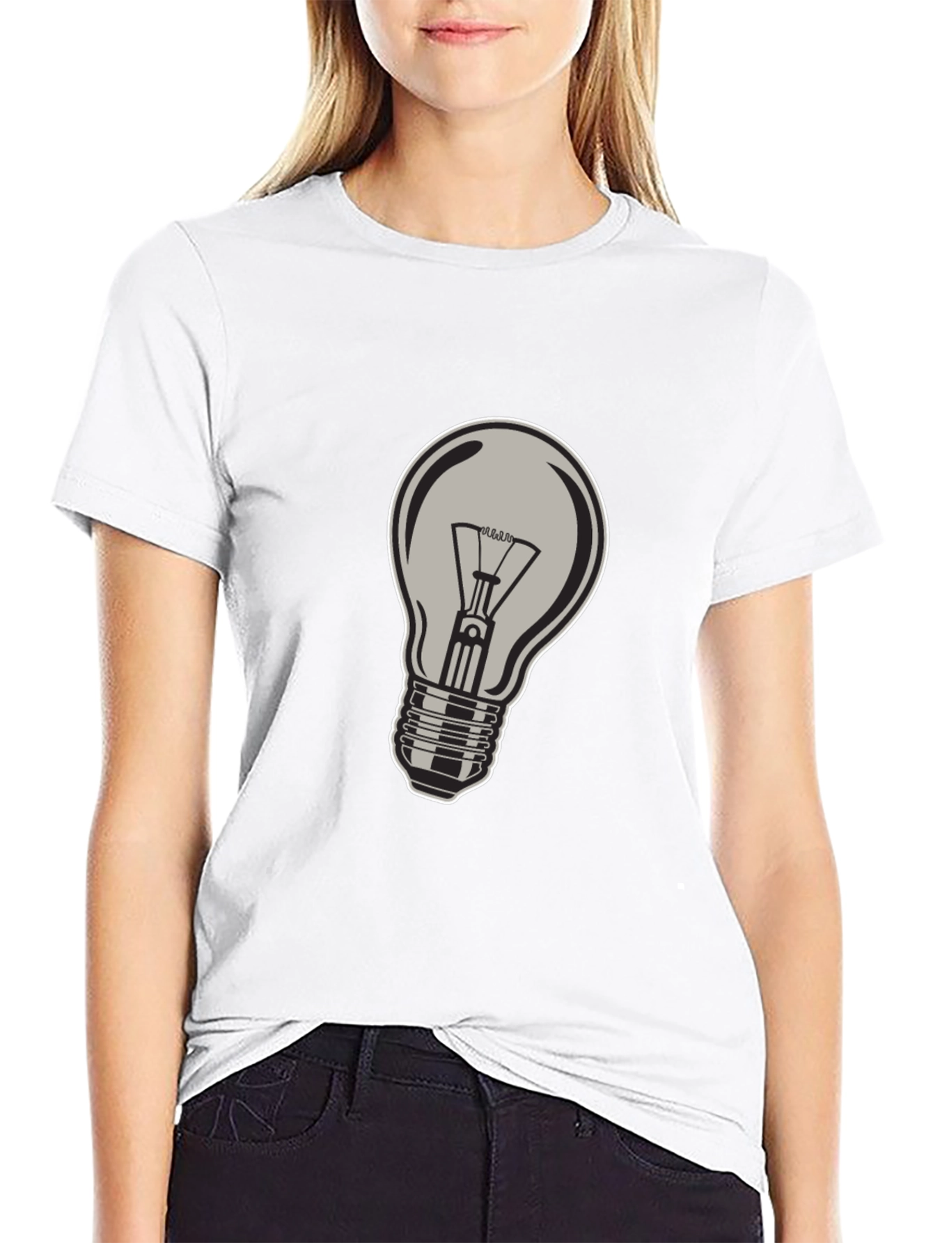 Black T-Shirt with Lightbulb Design
