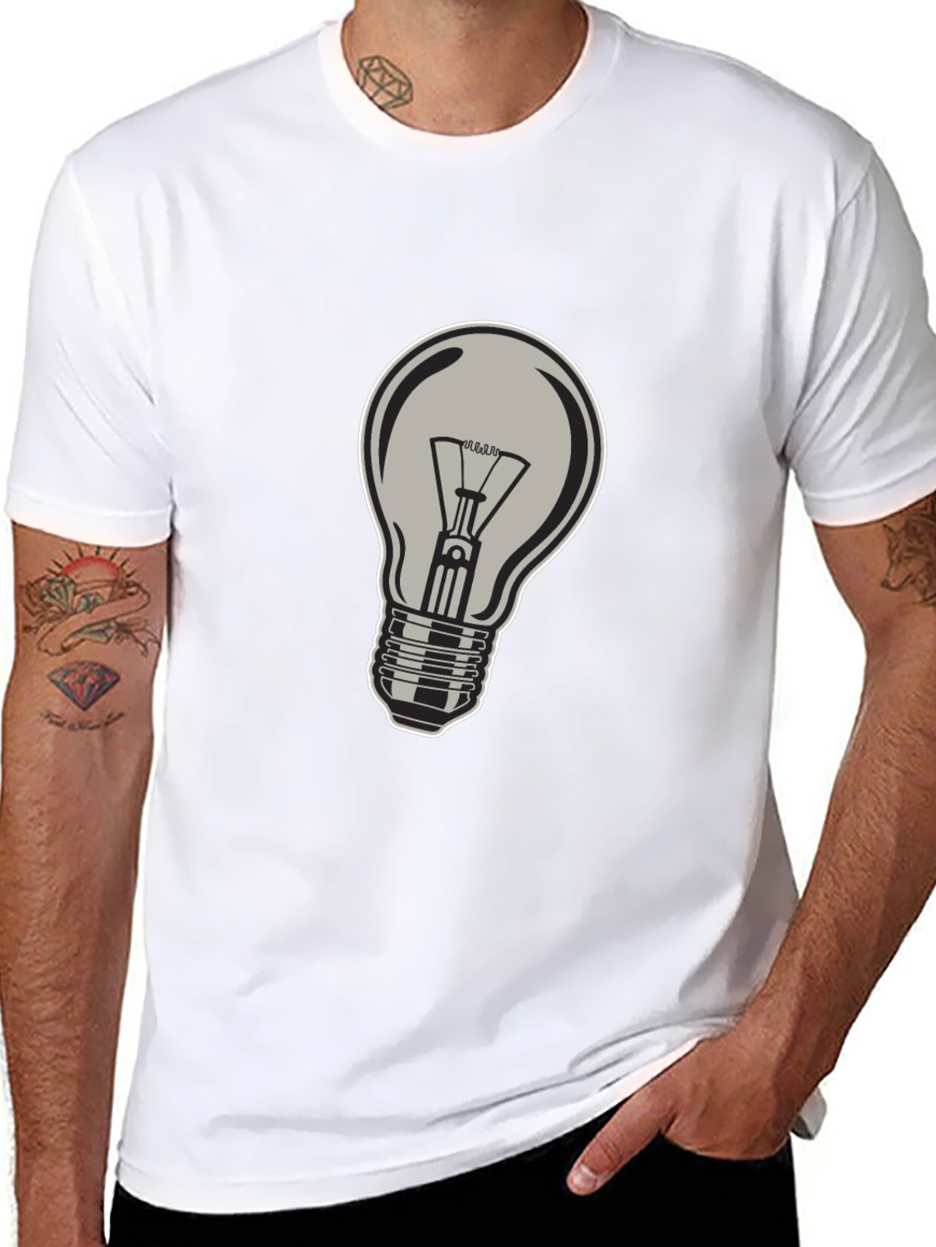 Black T-Shirt with Lightbulb Design