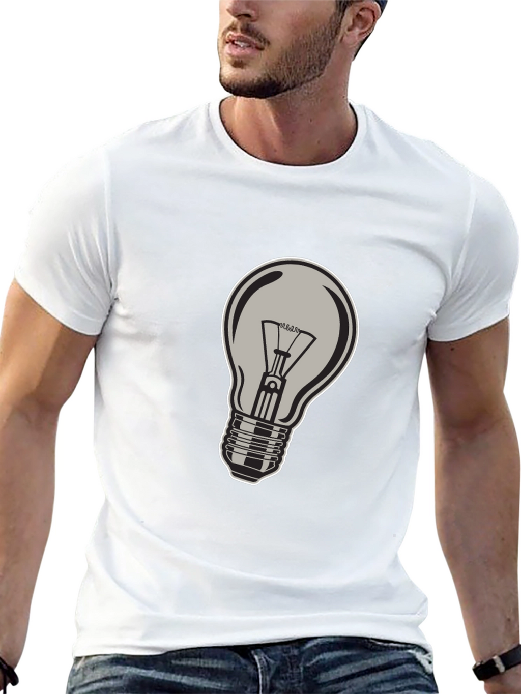 Black T-Shirt with Lightbulb Design