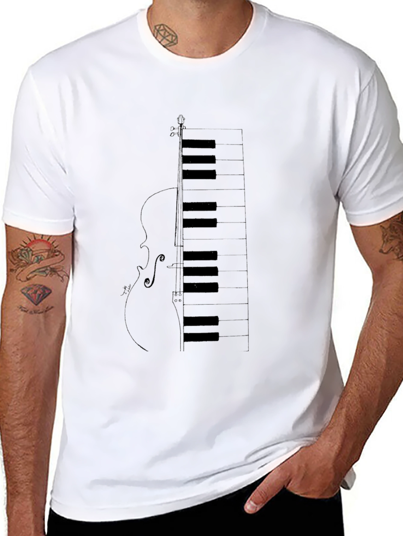Piano Keys Violin Graphic T-Shirt