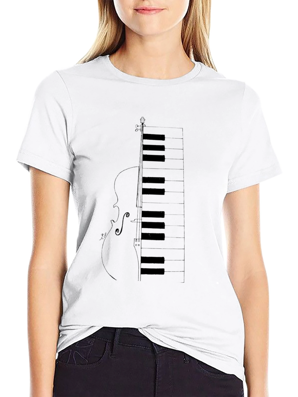 Piano Keys Violin Graphic T-Shirt