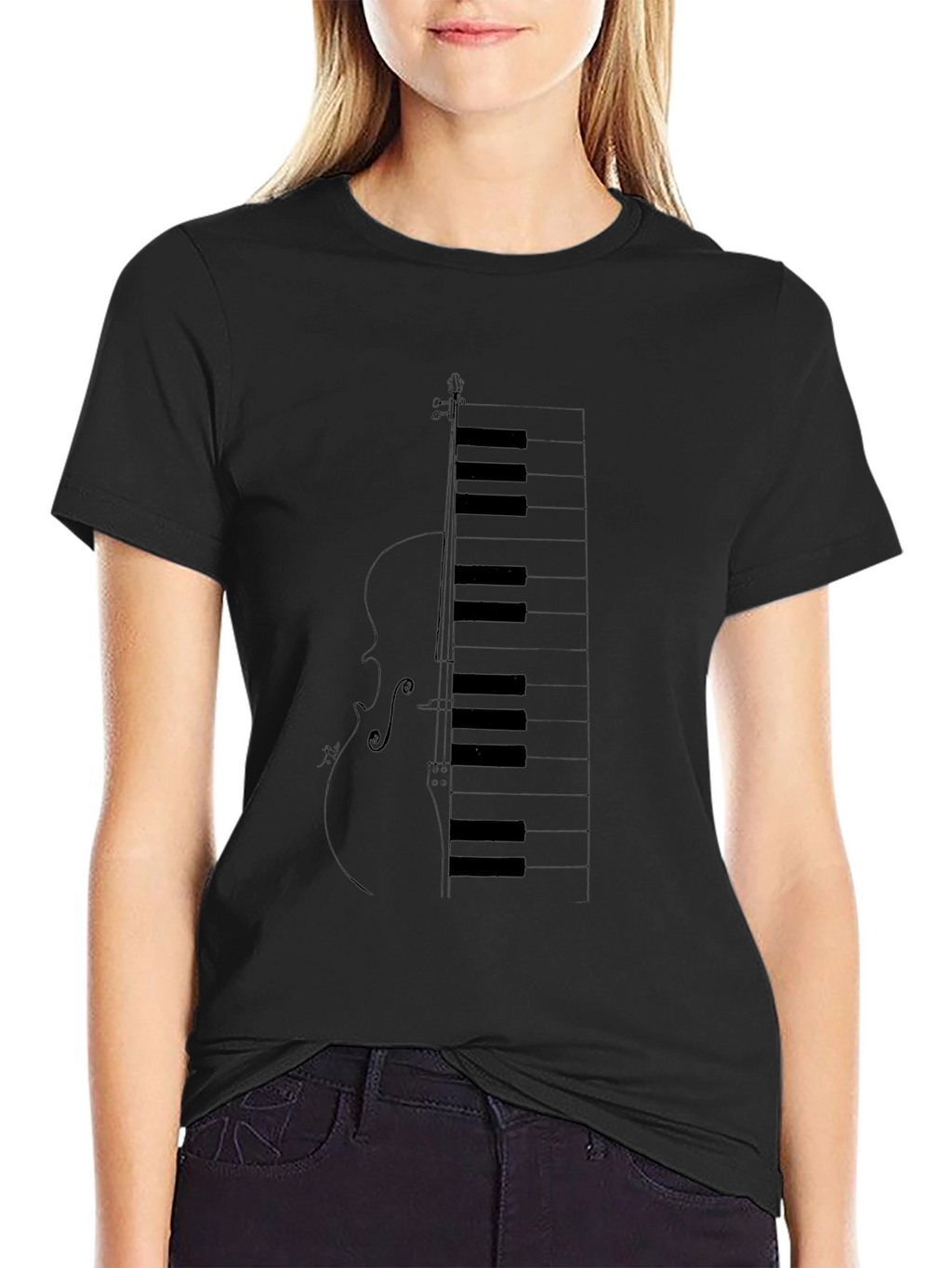 Piano Keys Violin Graphic T-Shirt