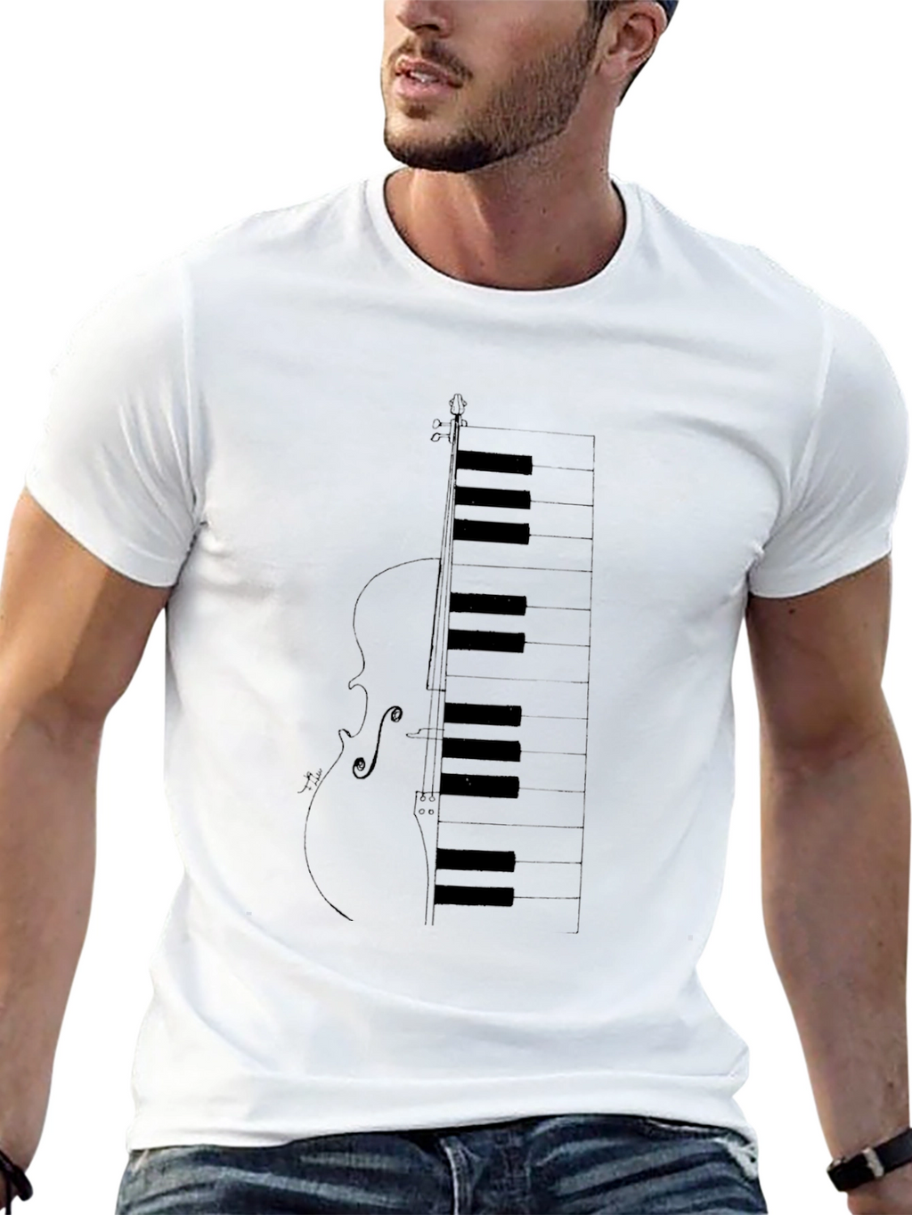 Piano Keys Violin Graphic T-Shirt