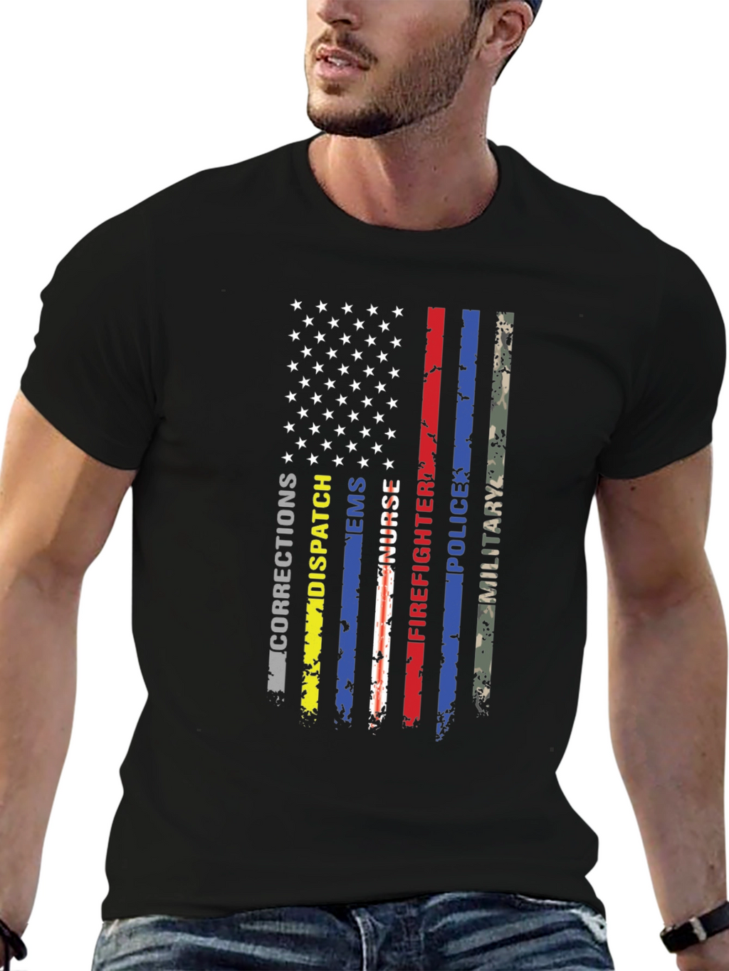 American Flag First Responder T-Shirt